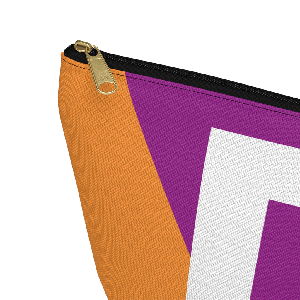 Initials Colorblock Accessory Pouch — Monogram D T-Bottom Cosmetic Bag