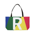 Personalized 'R' Colorblock Tote Bag — Monogram Weekender Tote