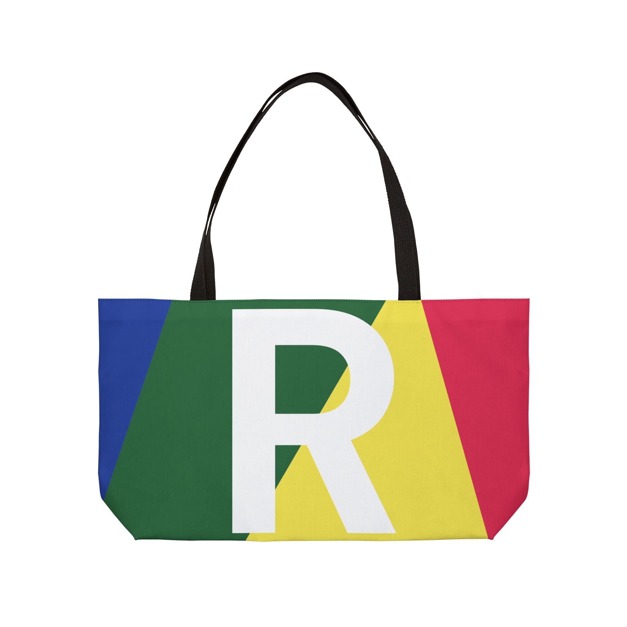 Personalized 'R' Colorblock Tote Bag — Monogram Weekender Tote