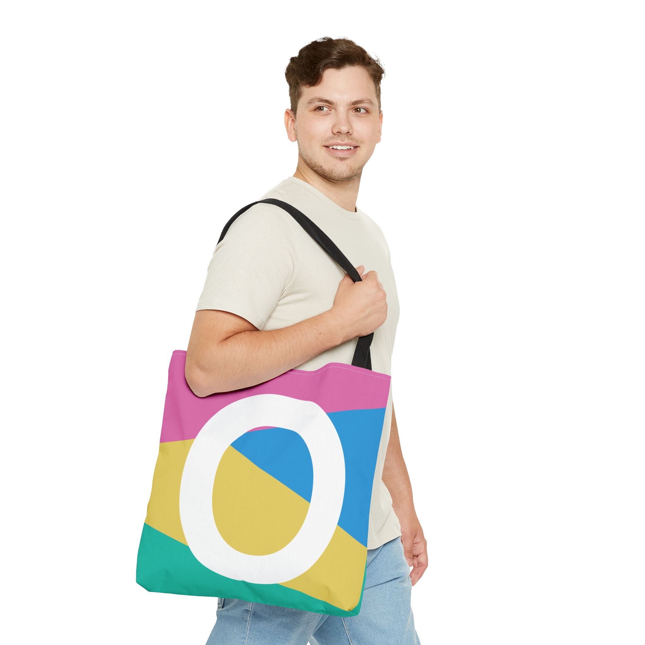 Monogram 'O' Colorblock Tote Bag — Personalized Initial O Shoulder Tote
