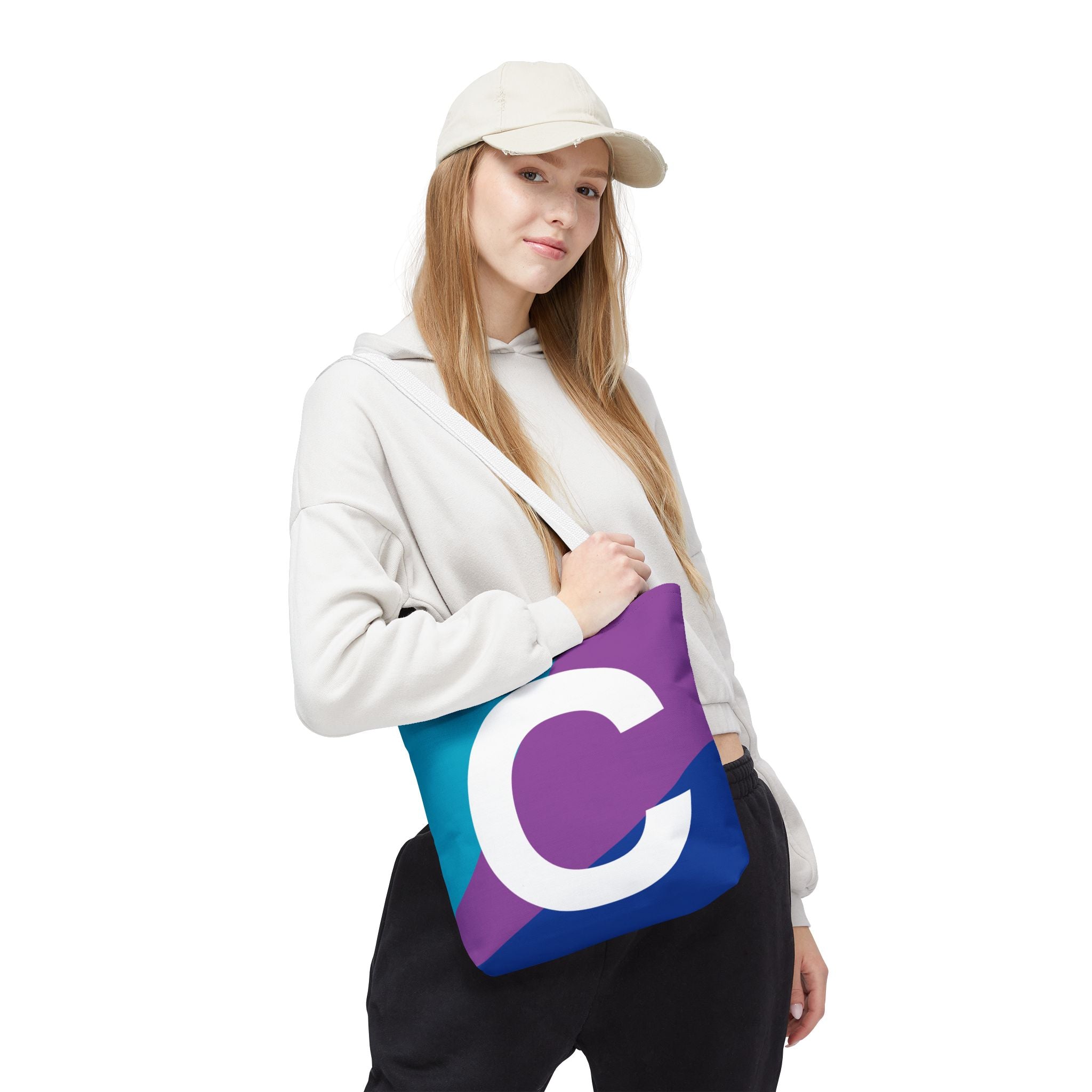 Monogram 'C' Colorblock Tote Bag — Personalized Initial C Shoulder Tote