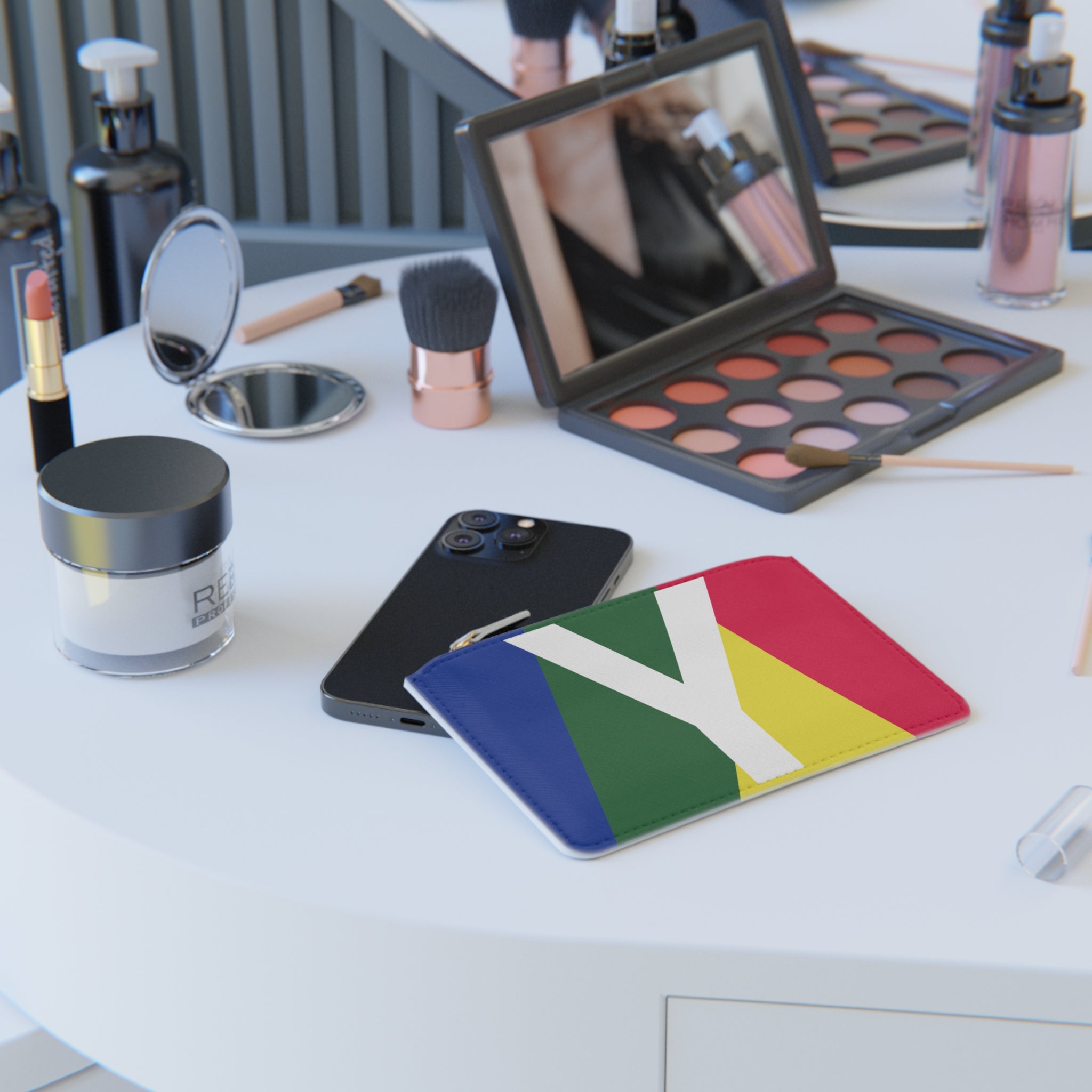 Initial Y Mini Clutch — Colorblock Monogram Wristlet Wallet