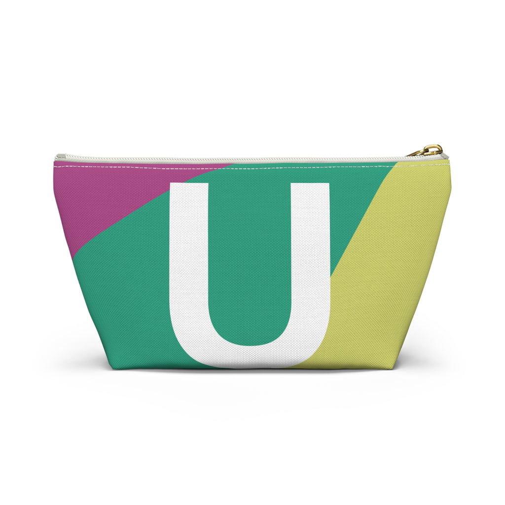 Initials Colorblock Accessory Pouch — Monogram U T-Bottom Cosmetic Bag