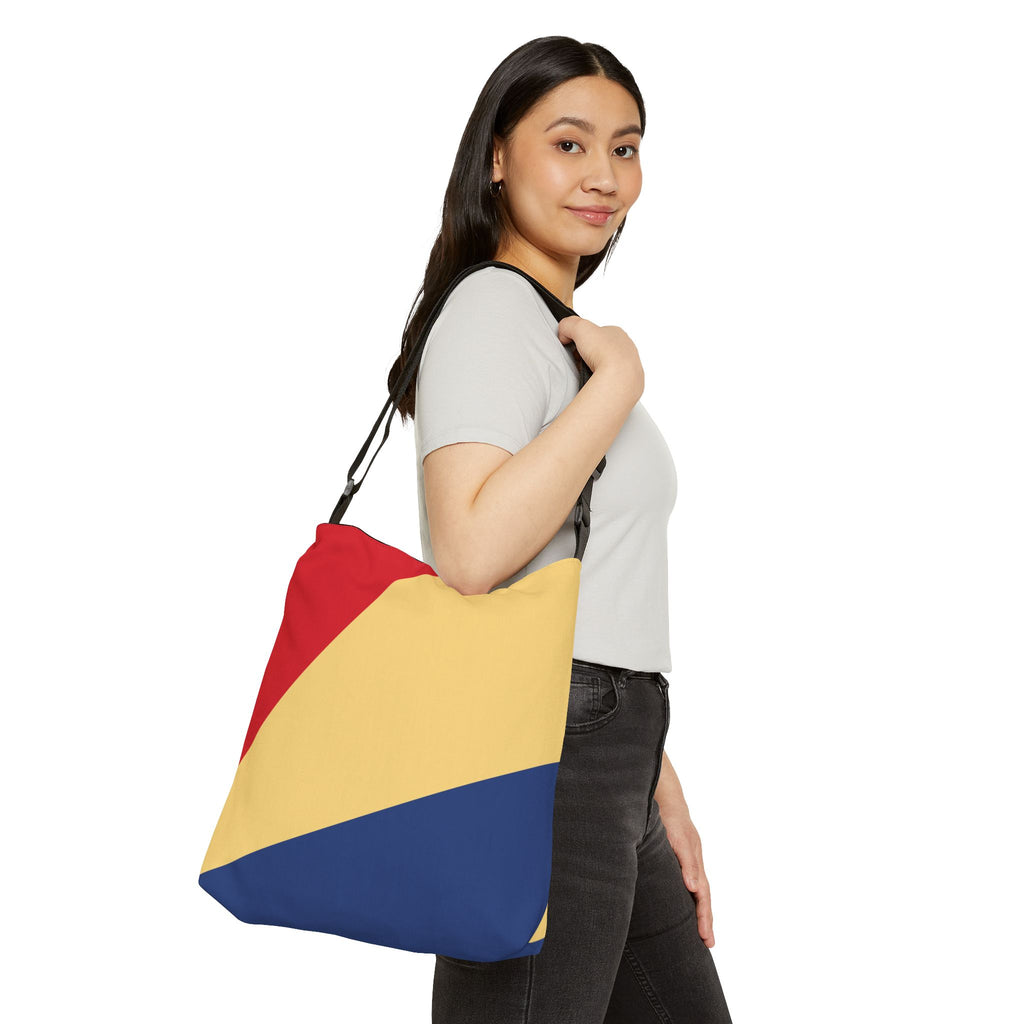 Colorblock Geometric Tote Bag — Adjustable Strap, Bright Abstract Pattern