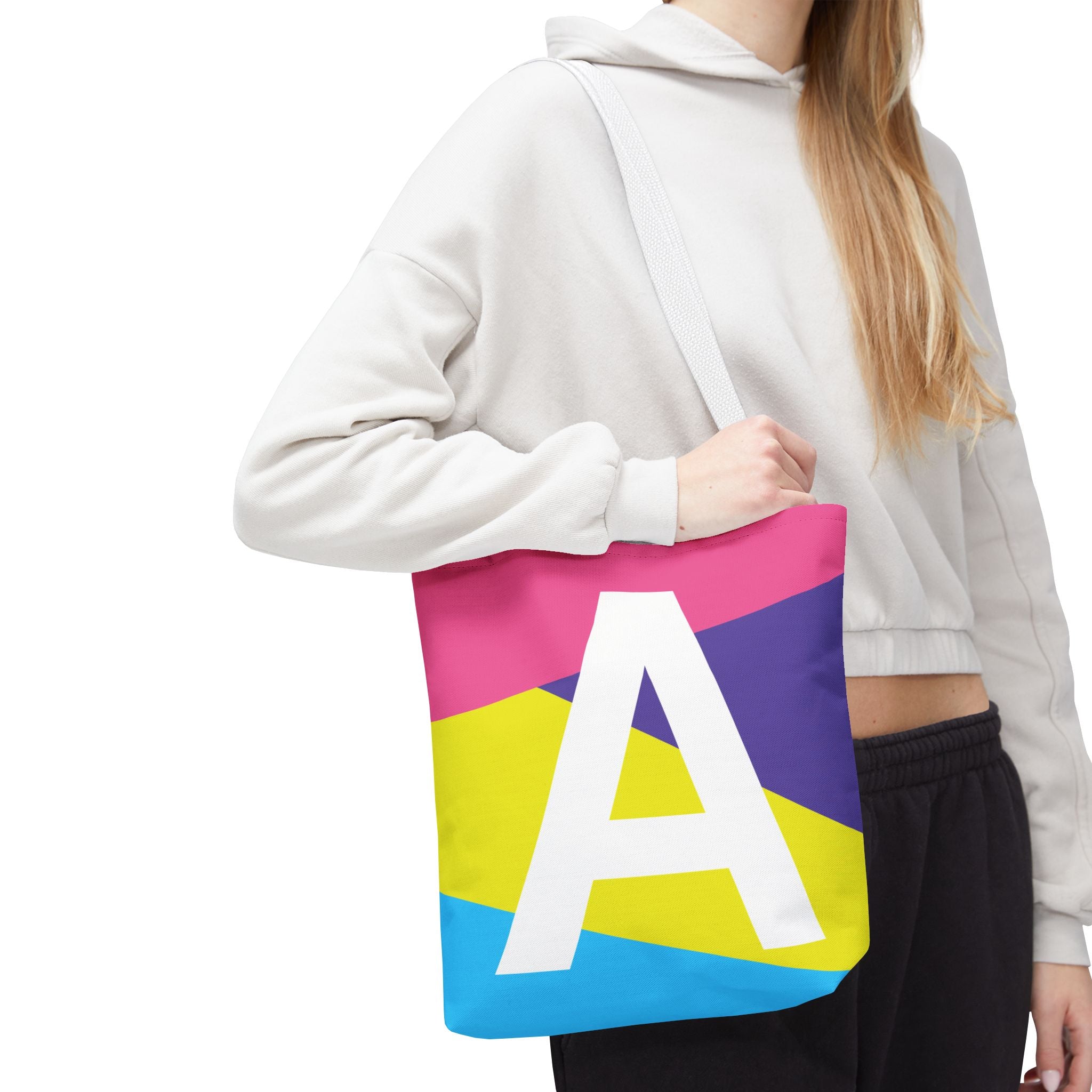 Monogram 'A' Colorblock Tote Bag — Personalized Initial A Shoulder Tote