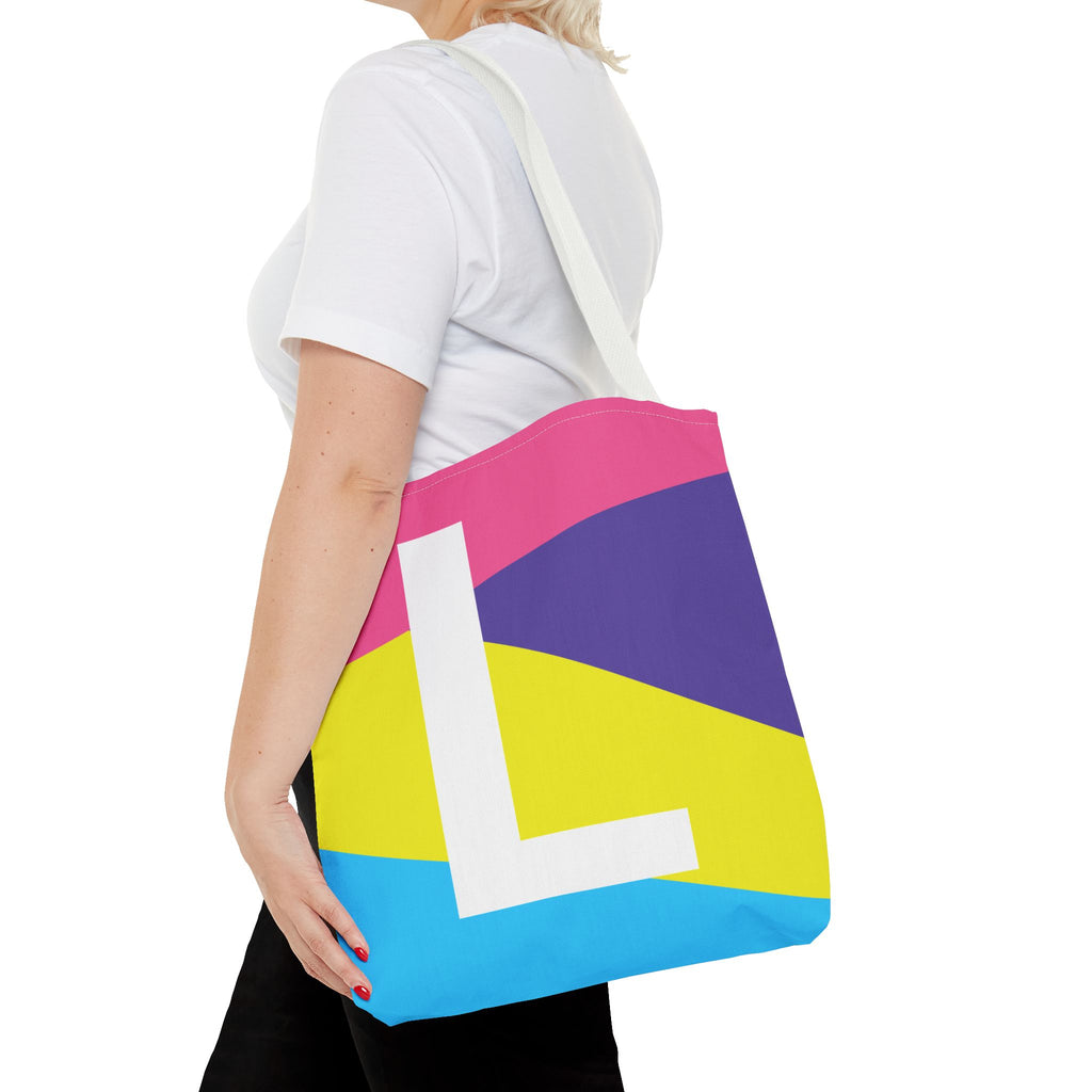 Monogram 'L' Colorblock Tote Bag — Personalized Initial L Shoulder Tote