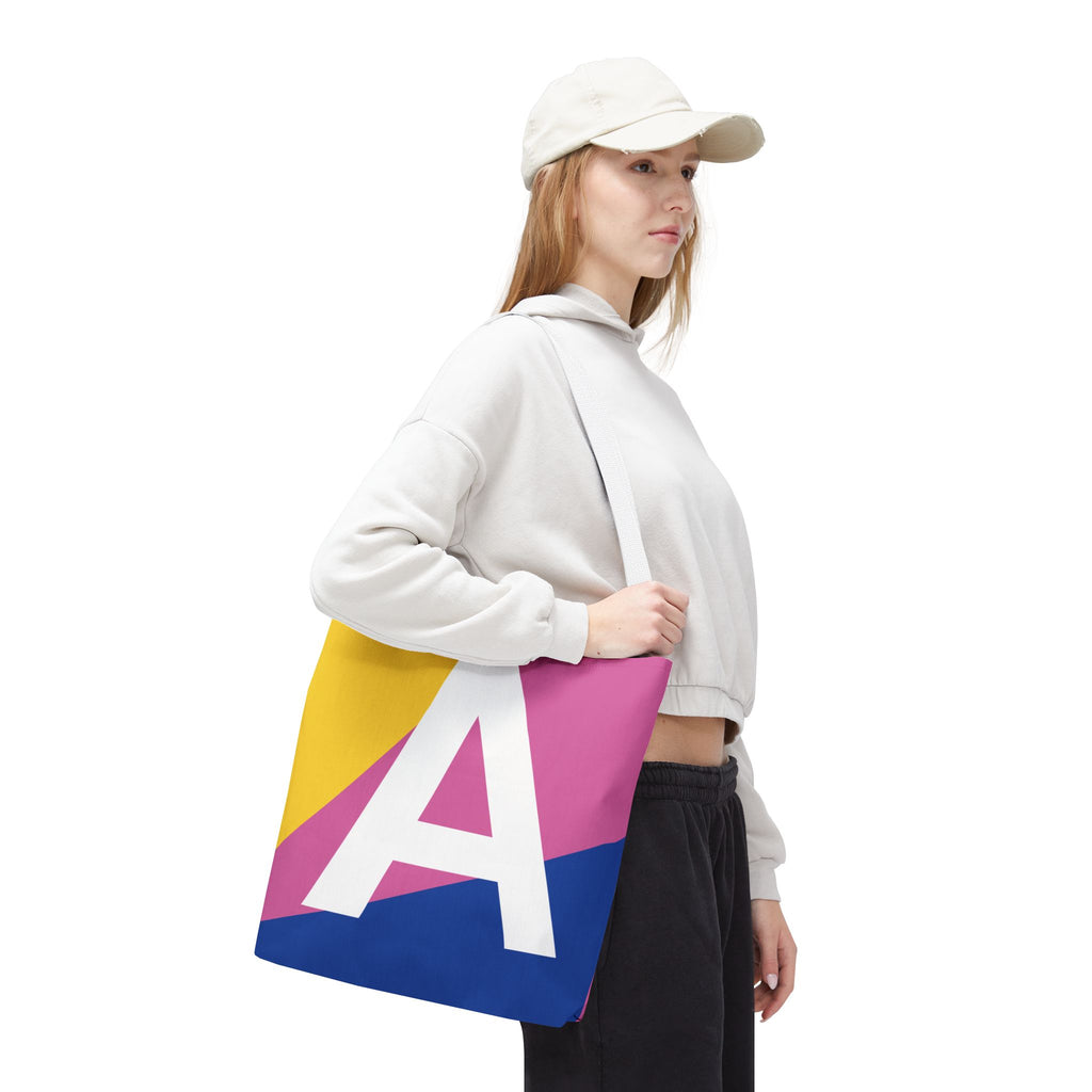 Monogram 'A' Colorblock Tote Bag — Personalized Initial A Shoulder Tote