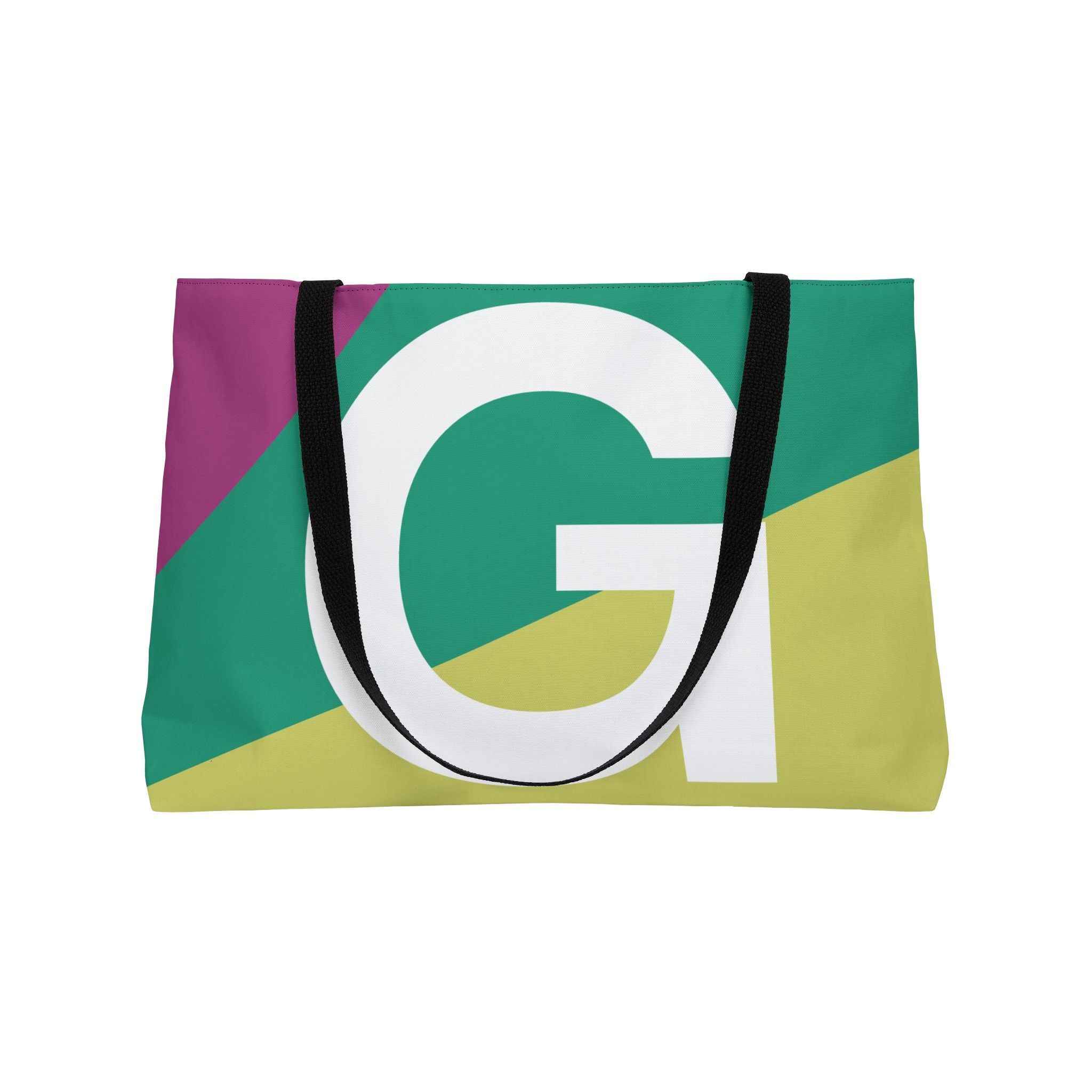 Personalized 'G' Colorblock Tote Bag — Monogram Weekender Tote