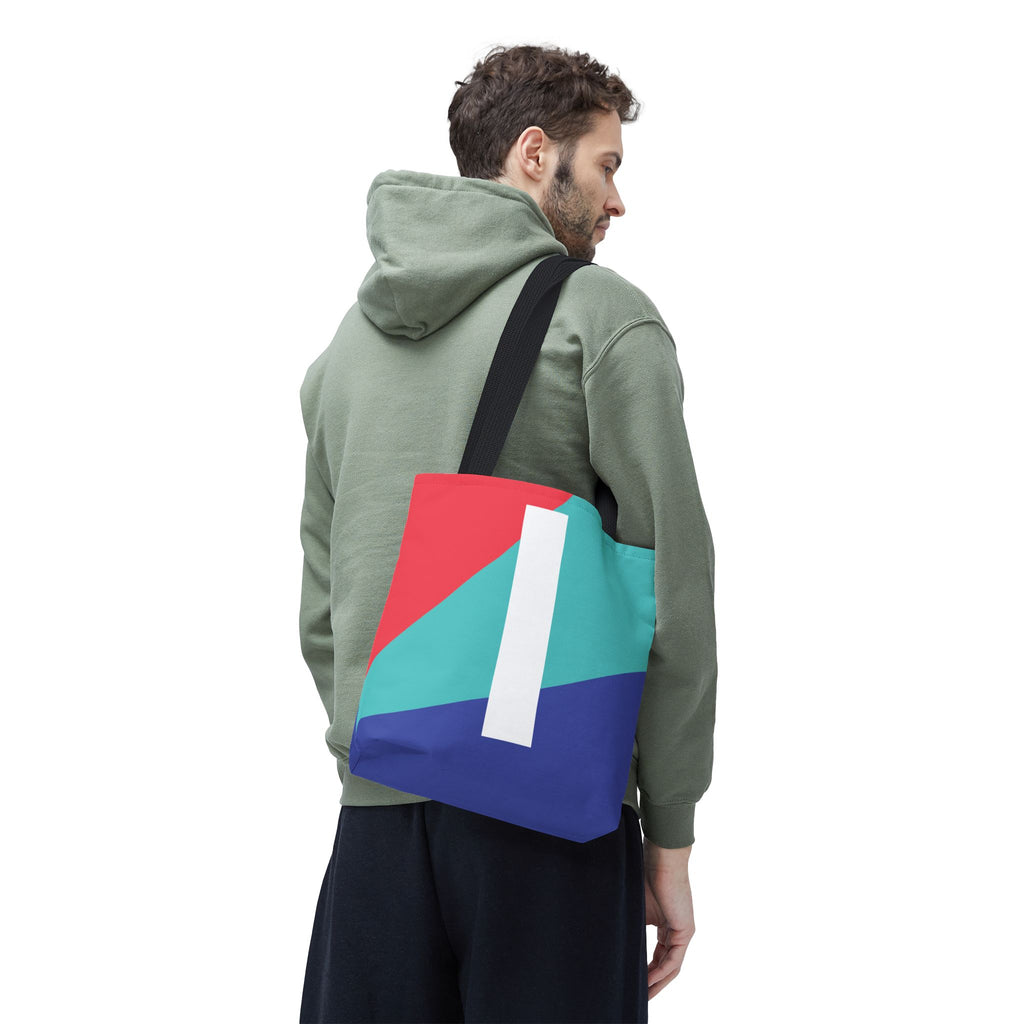 Monogram 'I' Colorblock Tote Bag — Personalized Initial I Shoulder Tote