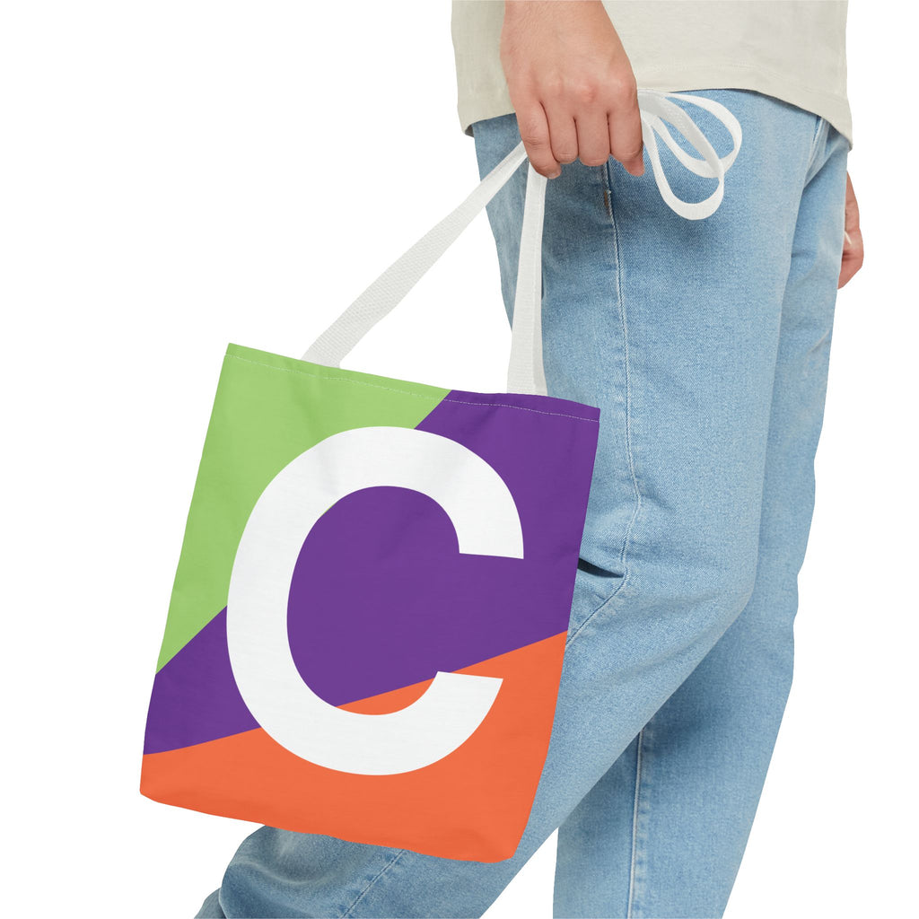 Monogram 'C' Colorblock Tote Bag — Personalized Initial C Shoulder Tote