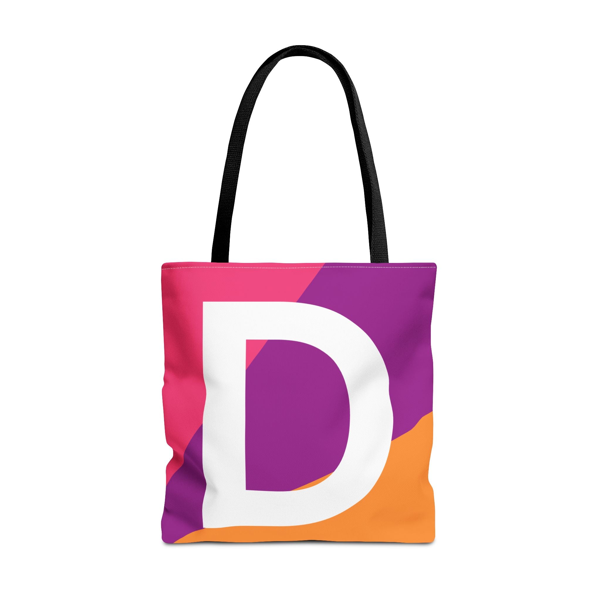Monogram 'D' Colorblock Tote Bag — Personalized Initial D Shoulder Tote
