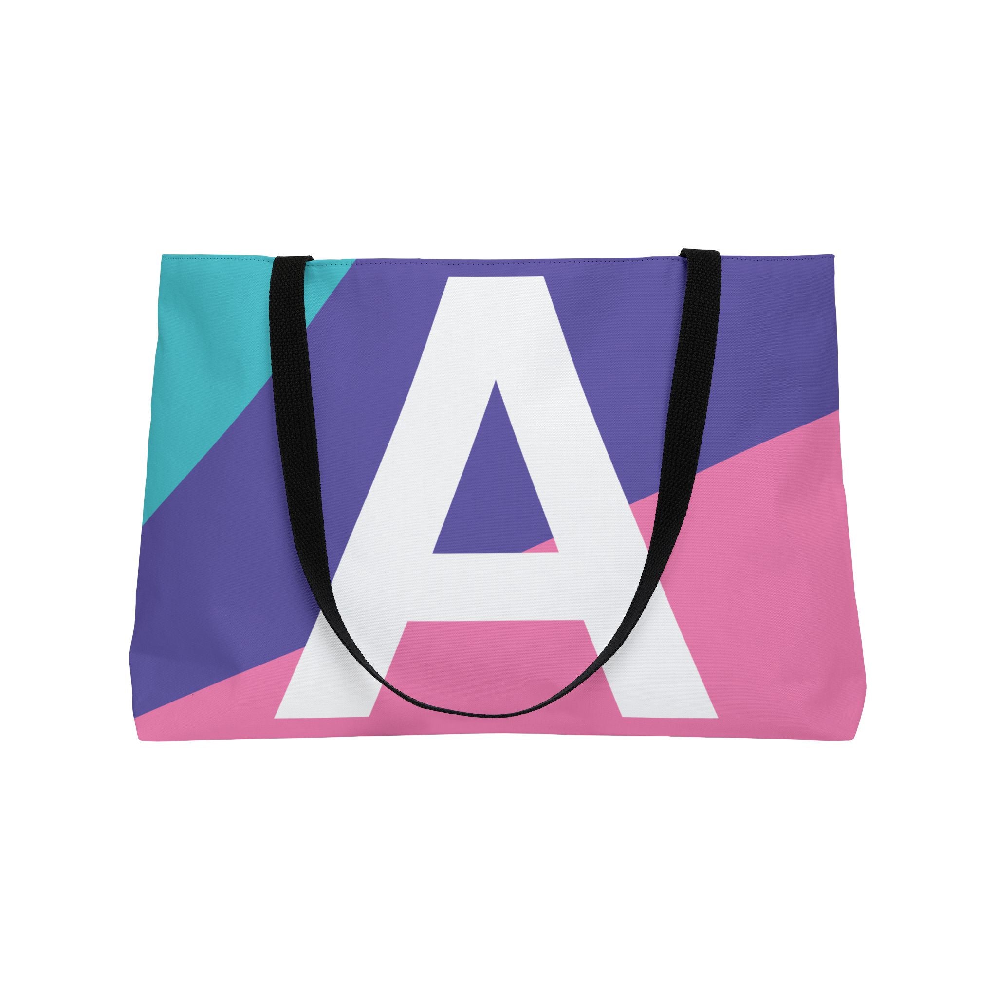 Personalized 'A' Colorblock Tote Bag — Monogram Weekender Tote