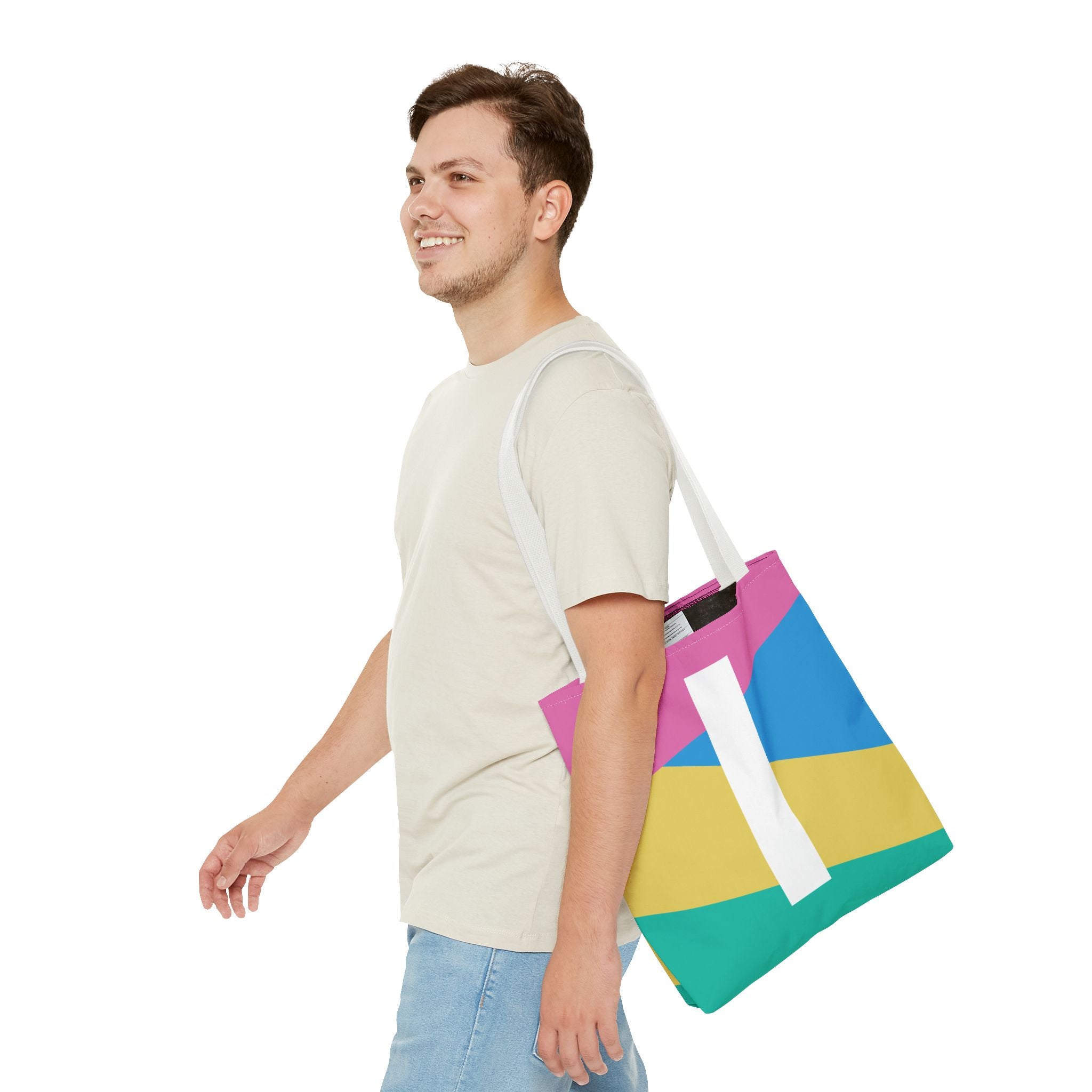 Monogram 'I' Colorblock Tote Bag — Personalized Initial I Shoulder Tote