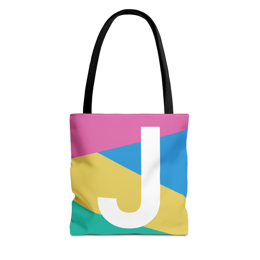 Monogram 'J' Colorblock Tote Bag — Personalized Initial J Shoulder Tote