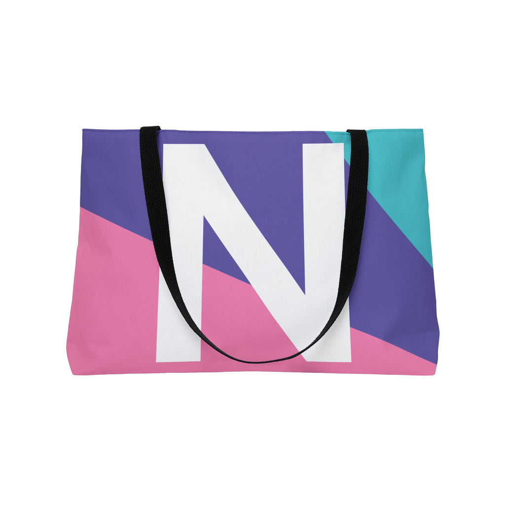 Personalized 'N' Colorblock Tote Bag — Monogram Weekender Tote