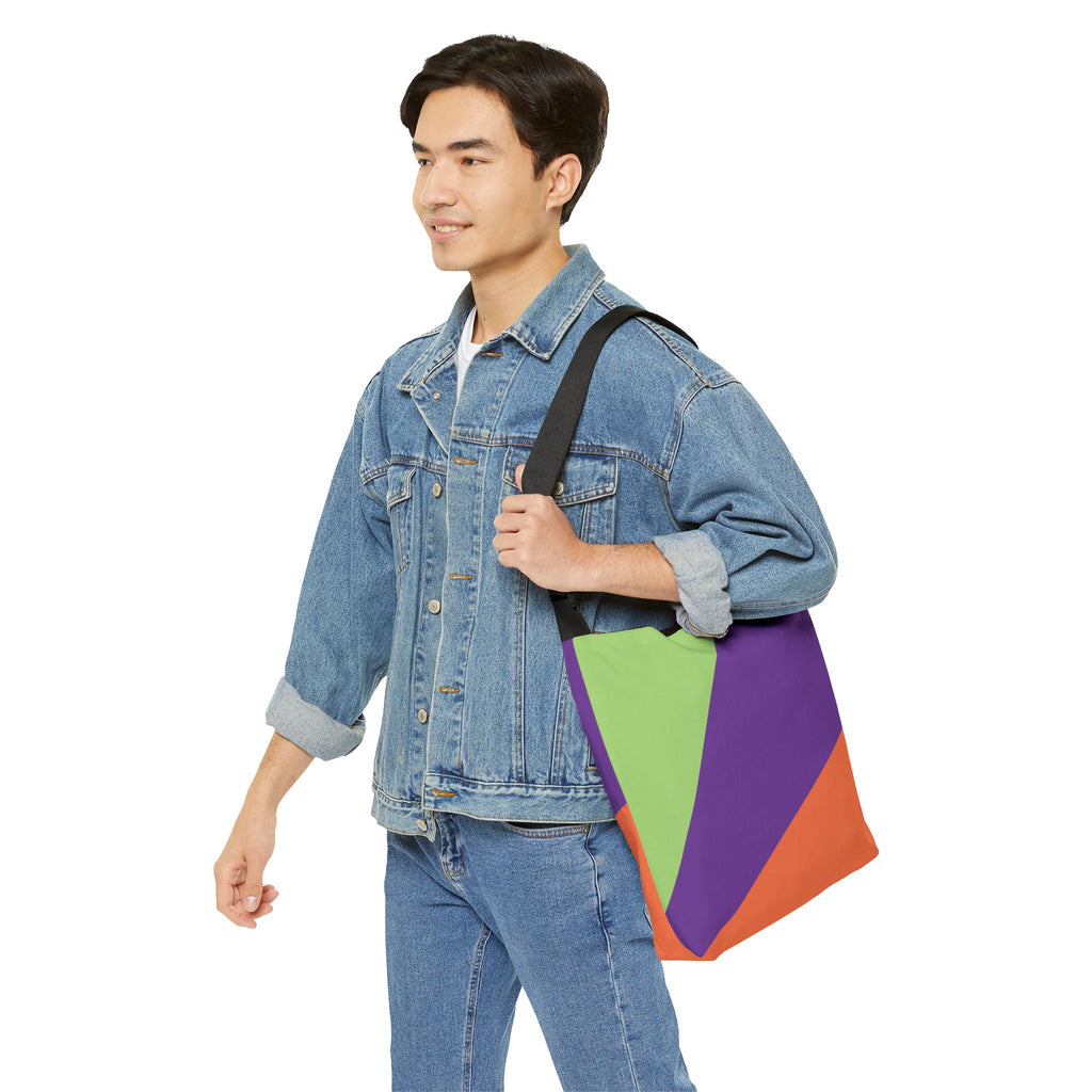 Colorblock Geometric Tote Bag — Adjustable Strap, Bright Abstract Pattern
