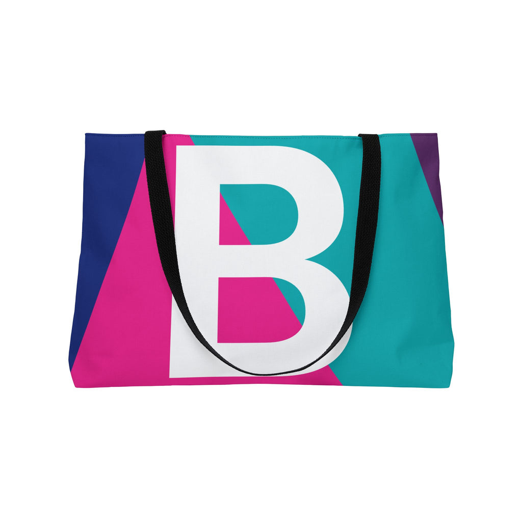 Personalized 'B' Colorblock Tote Bag — Monogram Weekender Tote