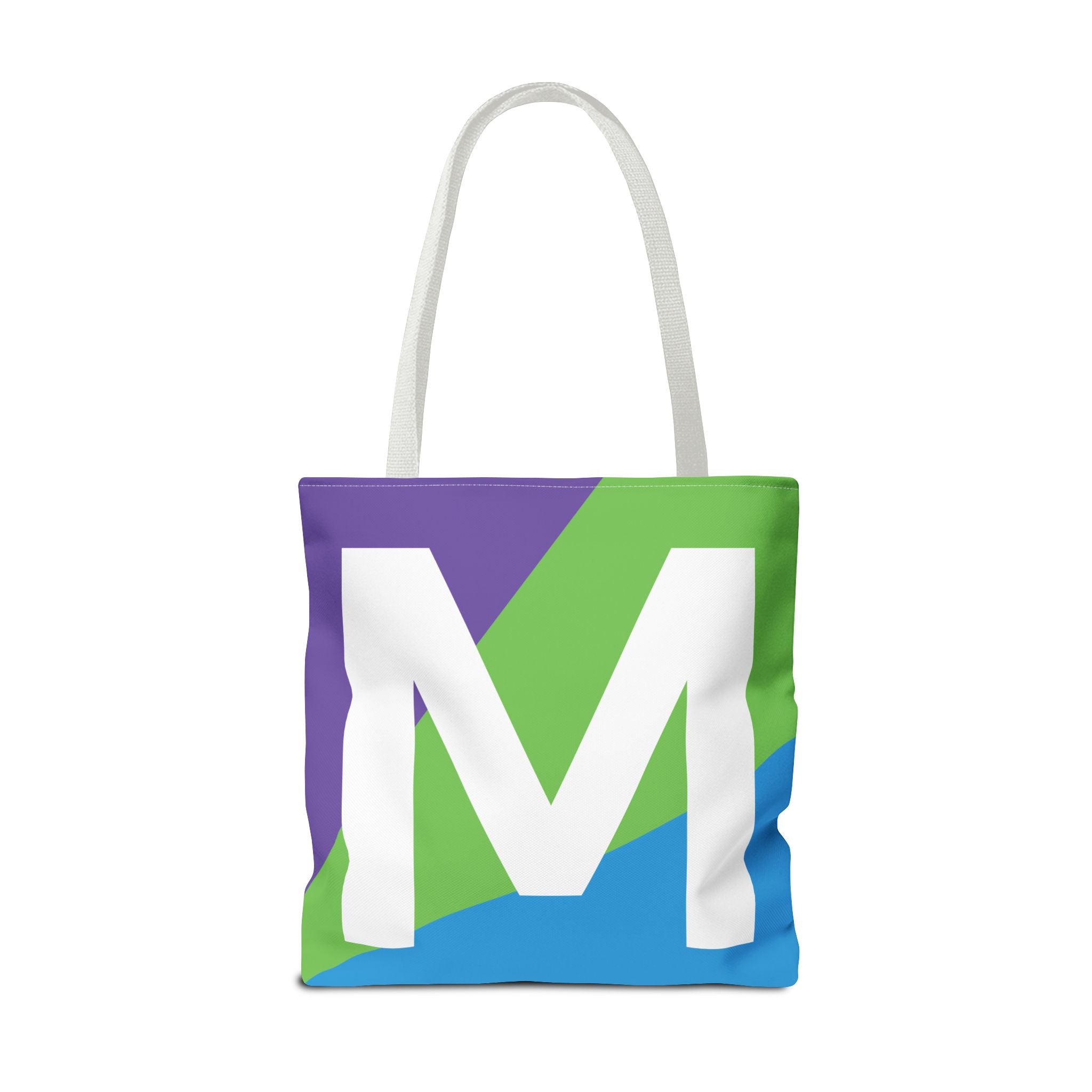 Monogram 'M' Colorblock Tote Bag — Personalized Initial M Shoulder Tote