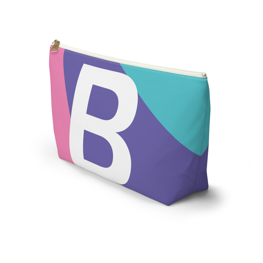Initials Colorblock Accessory Pouch — Monogram B T-Bottom Cosmetic Bag