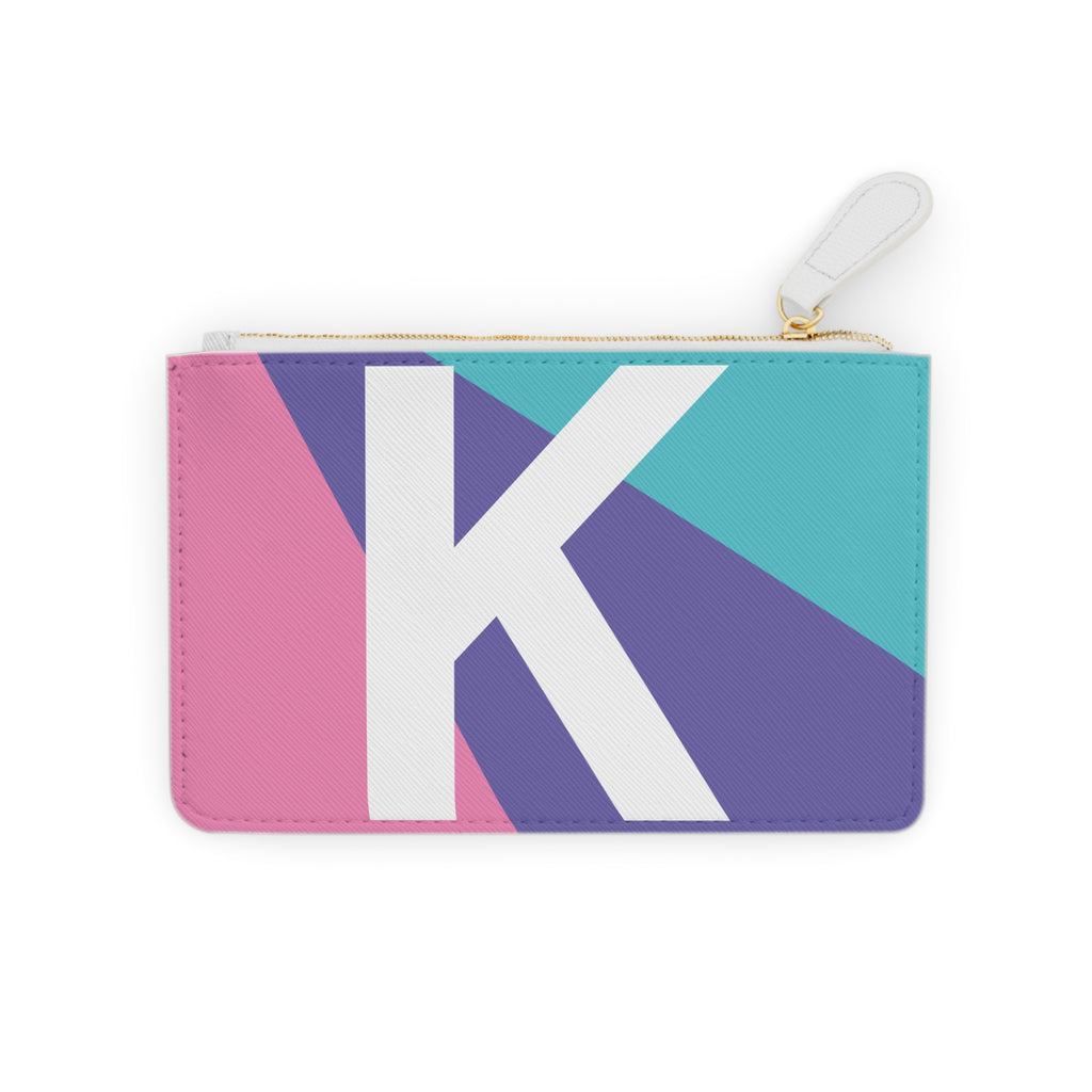 Initial K Mini Clutch — Colorblock Monogram Wristlet Wallet