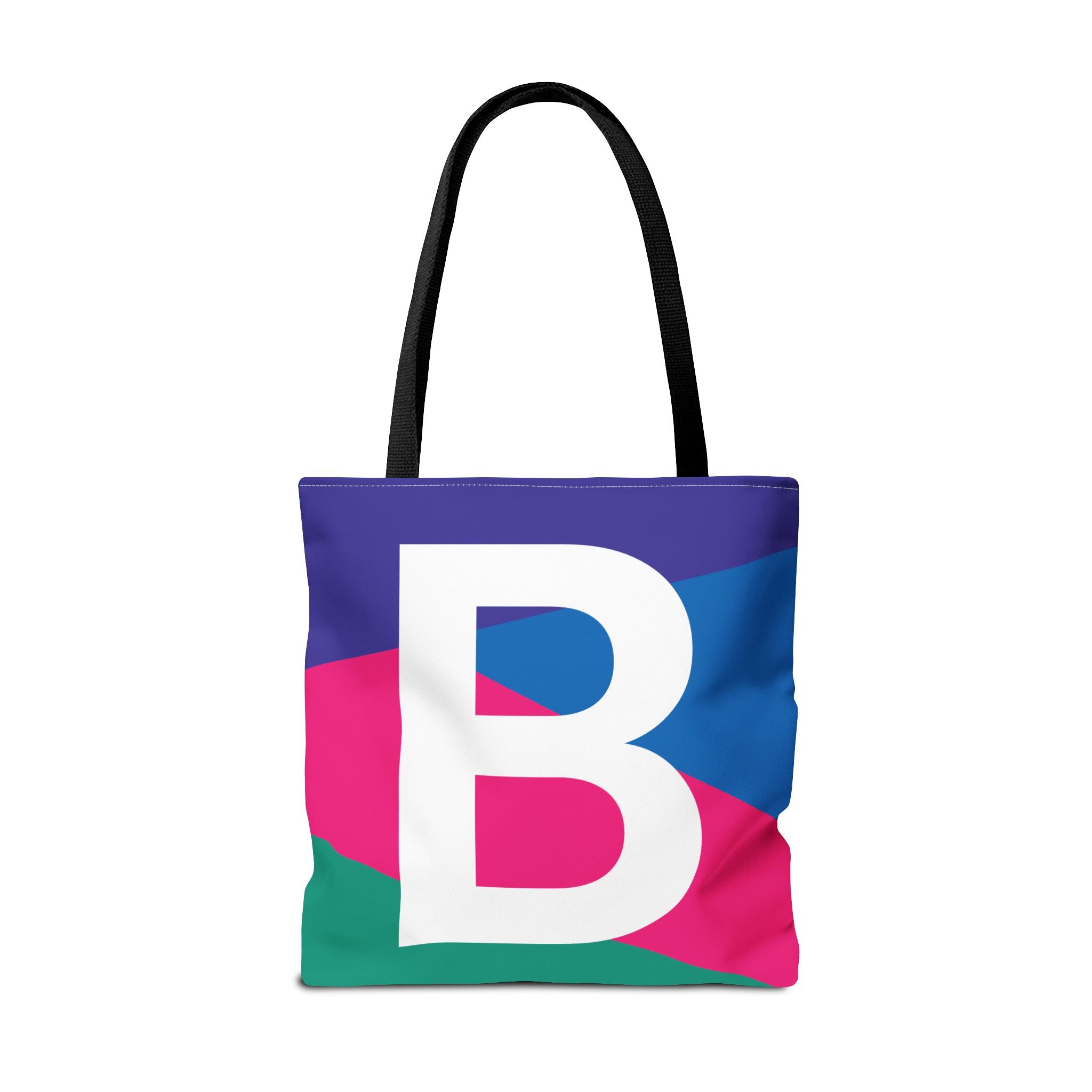 Monogram 'B' Colorblock Tote Bag — Personalized Initial B Shoulder Tote
