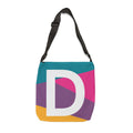 Initial Letter 'D' Colorblock Adjustable Tote Bag — Monogram Alphabet Shoulder Bag