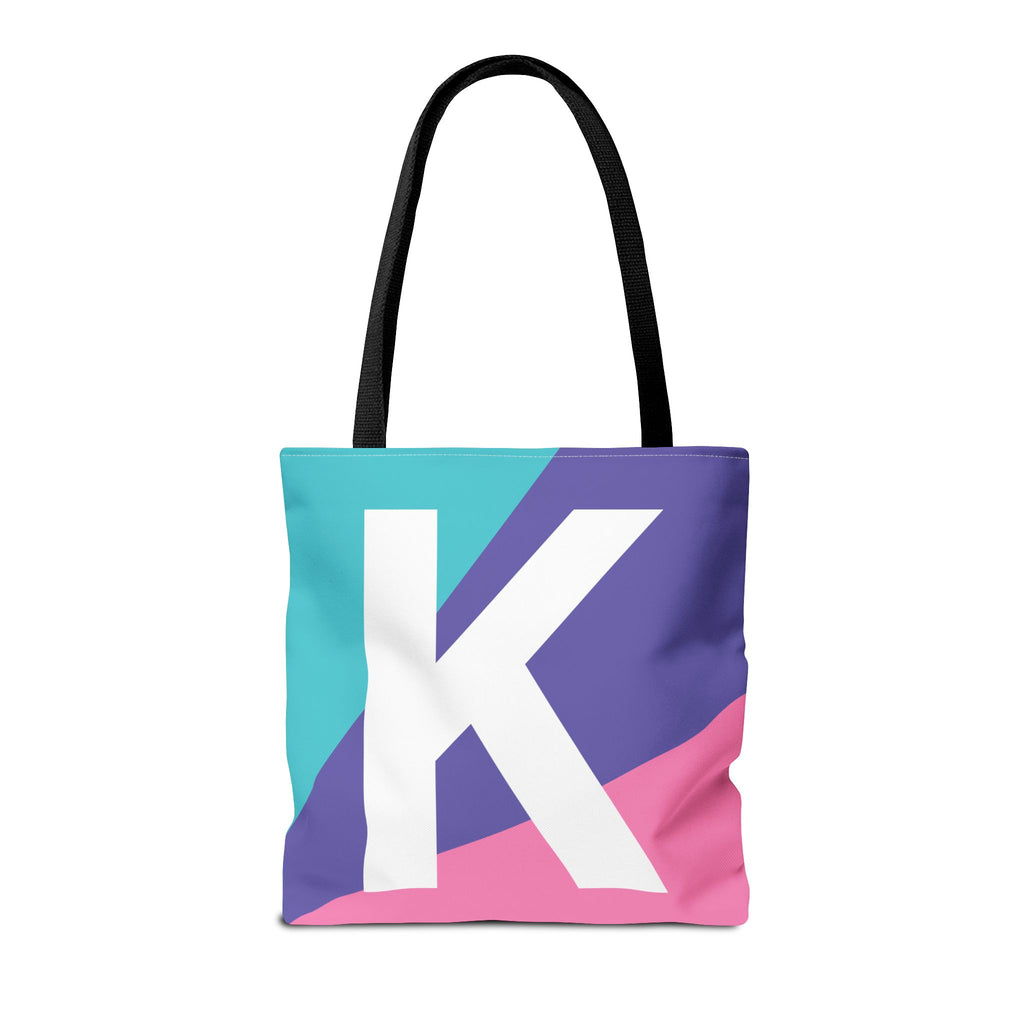 Monogram 'K' Colorblock Tote Bag — Personalized Initial K Shoulder Tote