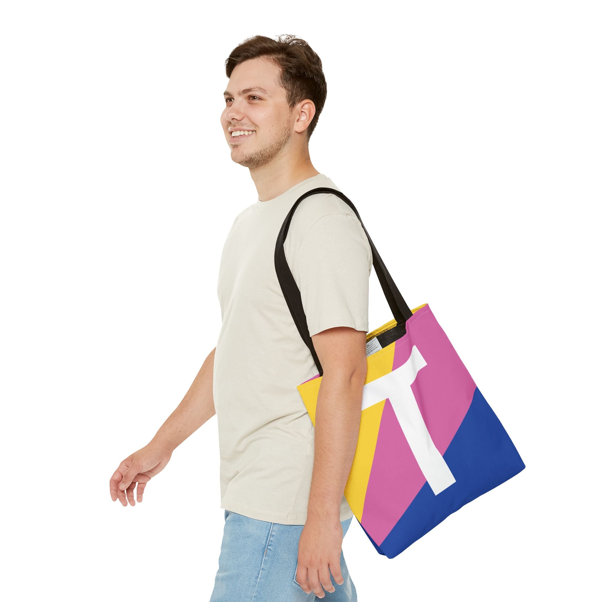 Monogram 'T' Colorblock Tote Bag — Personalized Initial T Shoulder Tote