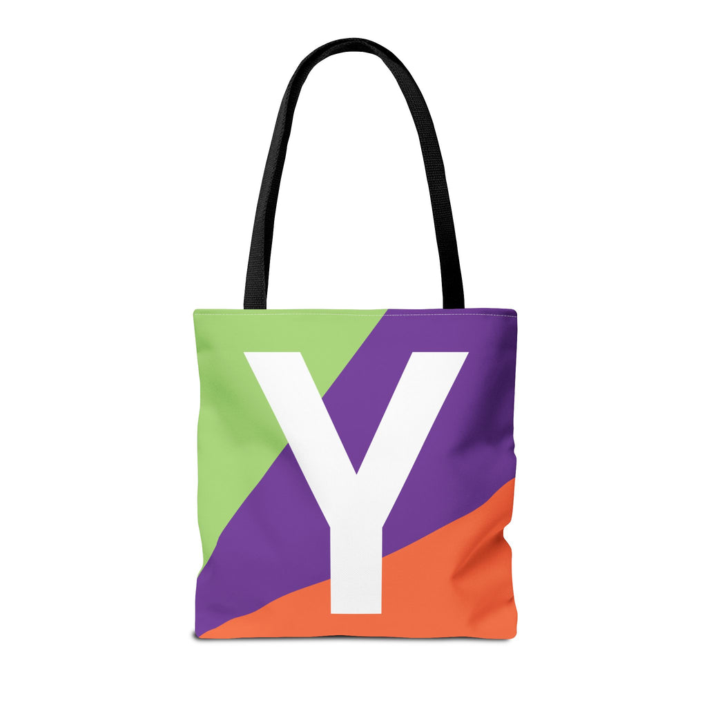 Monogram 'Y' Colorblock Tote Bag — Personalized Initial Y Shoulder Tote
