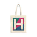 Initial H Colorblock Canvas Tote Bag — Monogram Letter H Reusable Grocery Tote