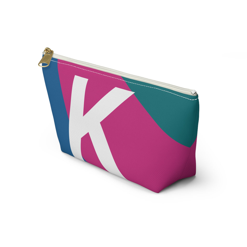 Initials Colorblock Accessory Pouch — Monogram K T-Bottom Cosmetic Bag