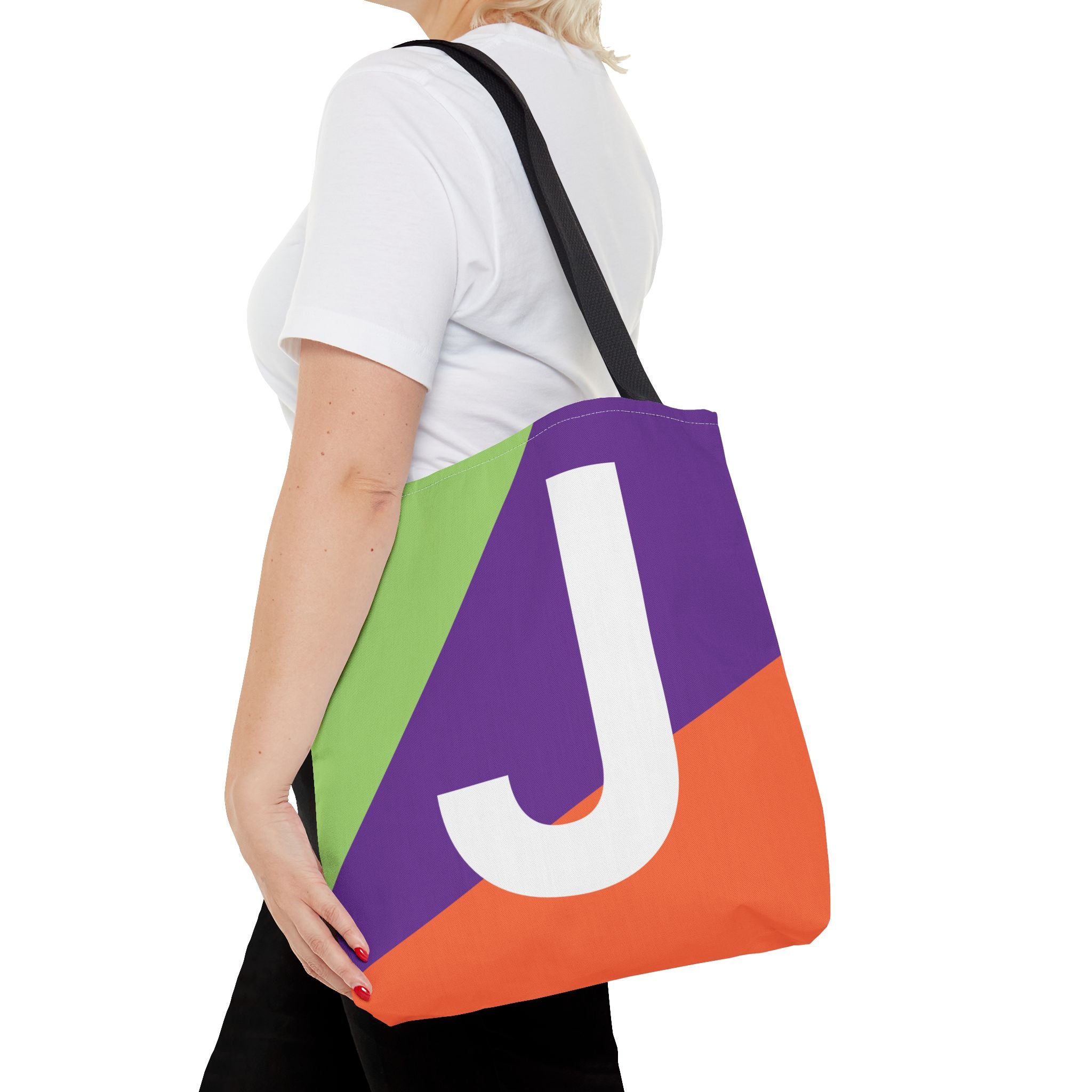 Monogram 'J' Colorblock Tote Bag — Personalized Initial J Shoulder Tote
