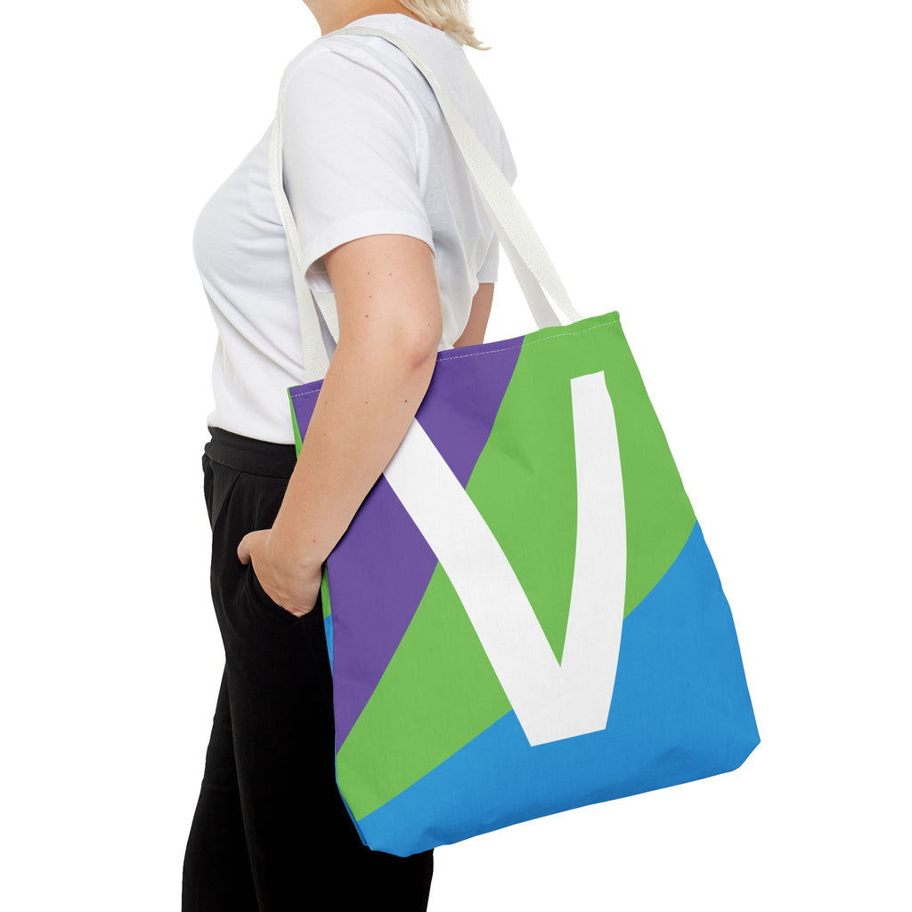 Monogram 'V' Colorblock Tote Bag — Personalized Initial V Shoulder Tote