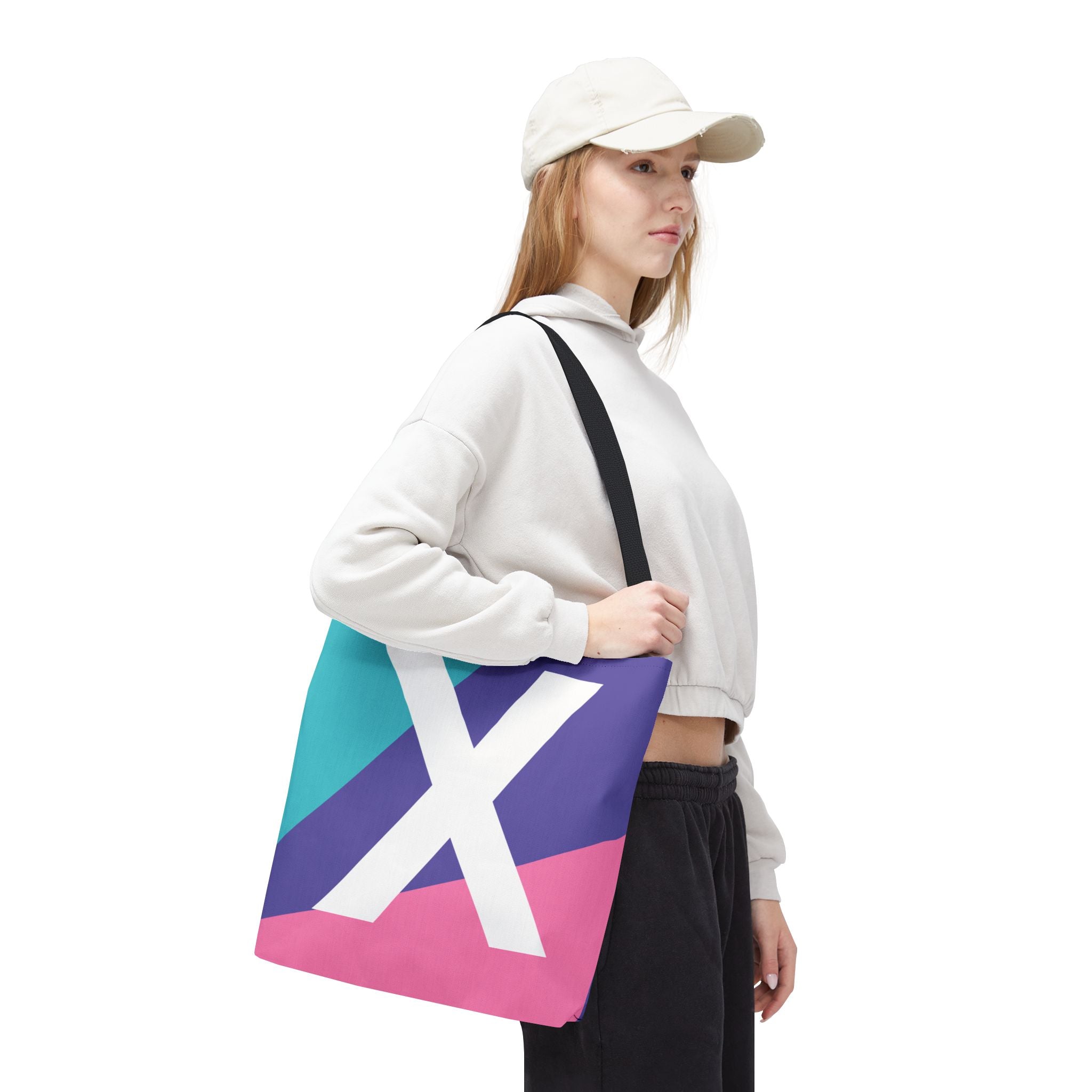 Monogram 'X' Colorblock Tote Bag — Personalized Initial X Shoulder Tote