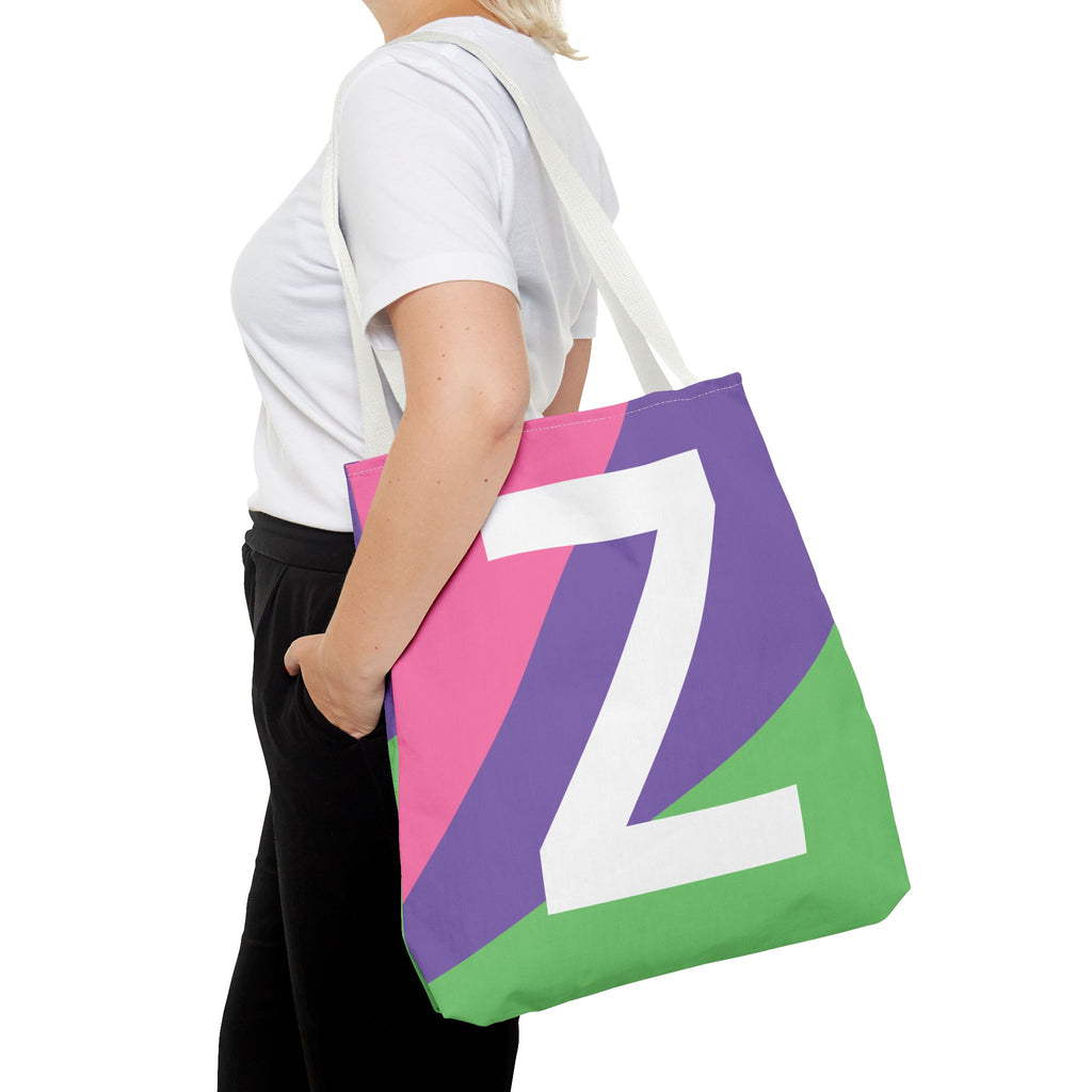 Monogram 'Z' Colorblock Tote Bag — Personalized Initial Z Shoulder Tote