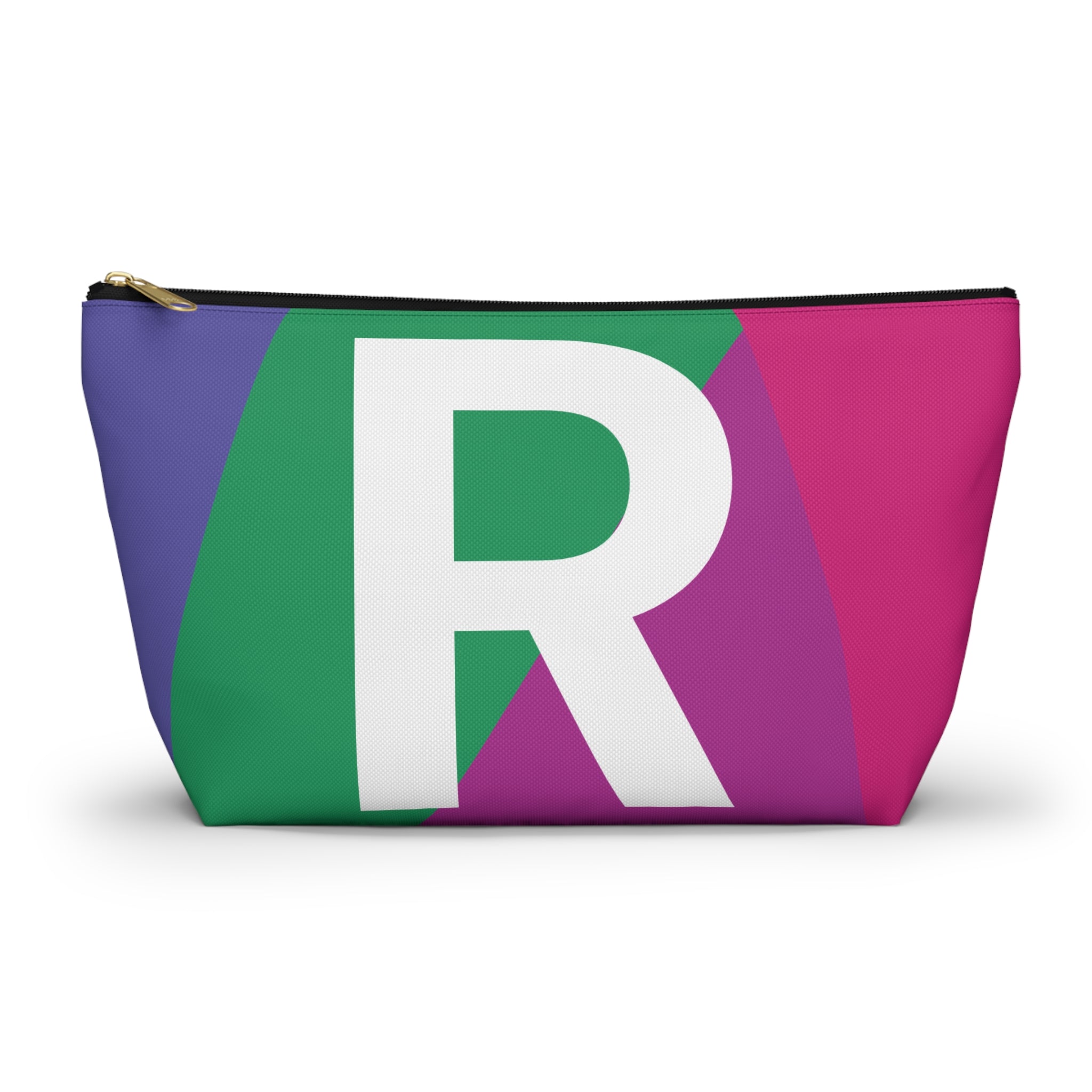 Initials Colorblock Accessory Pouch — Monogram R T-Bottom Cosmetic Bag