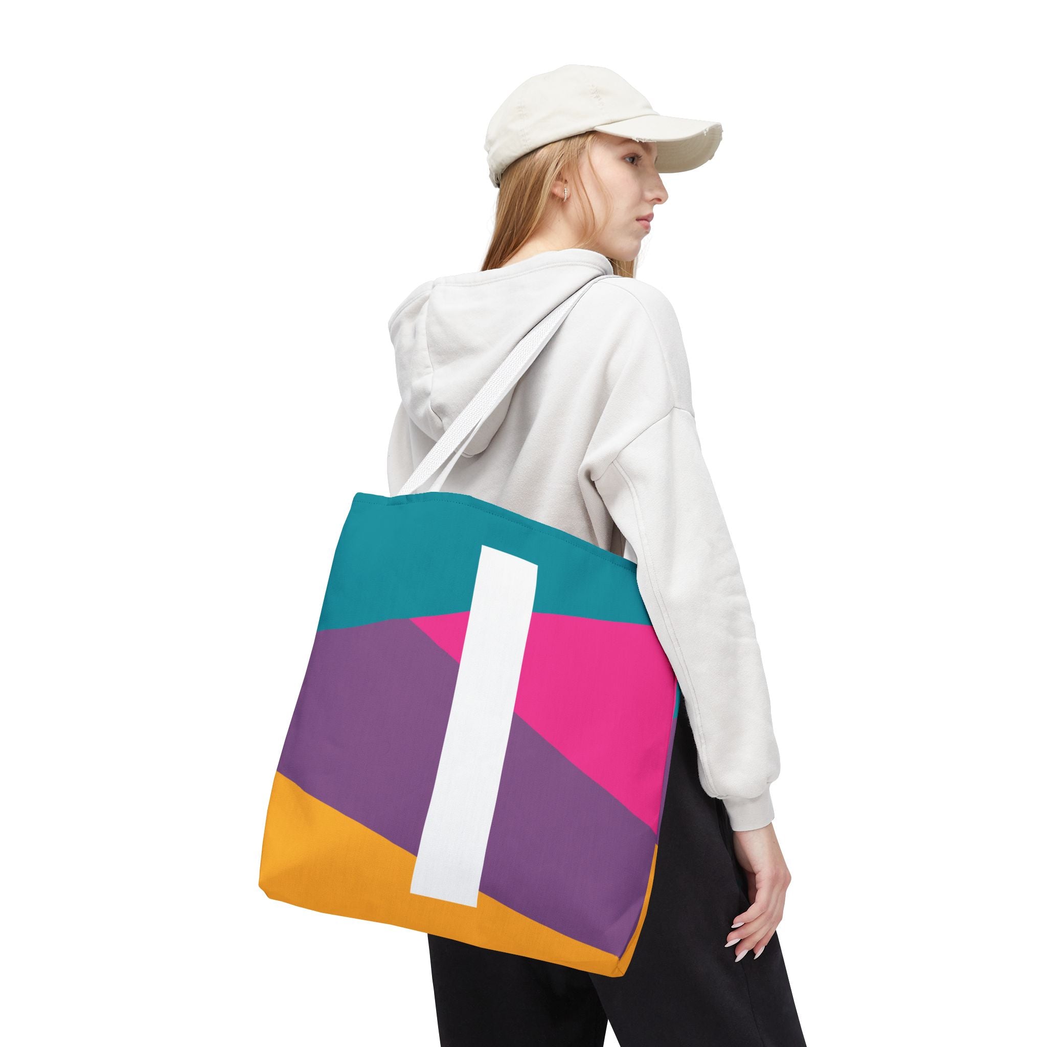 Monogram 'I' Colorblock Tote Bag — Personalized Initial I Shoulder Tote