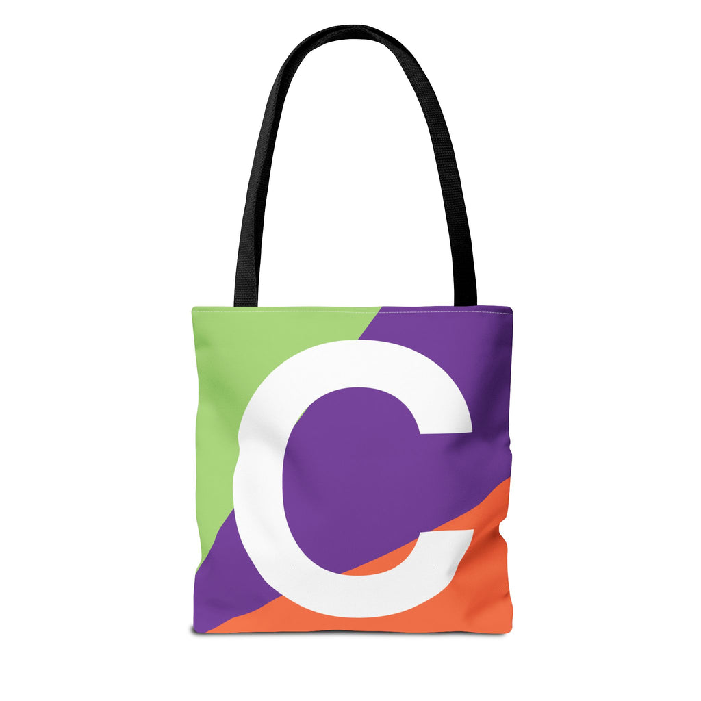 Monogram 'C' Colorblock Tote Bag — Personalized Initial C Shoulder Tote