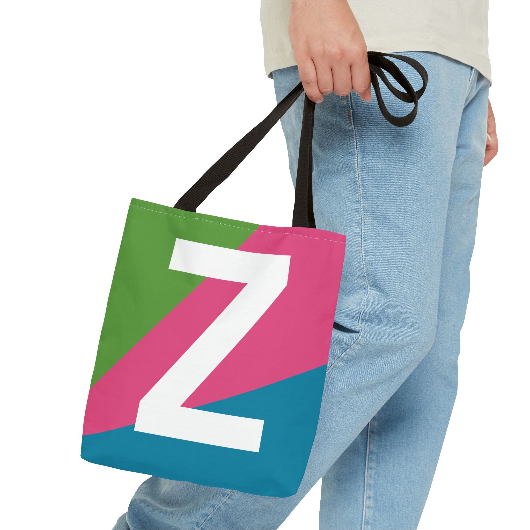 Monogram 'Z' Colorblock Tote Bag — Personalized Initial Z Shoulder Tote