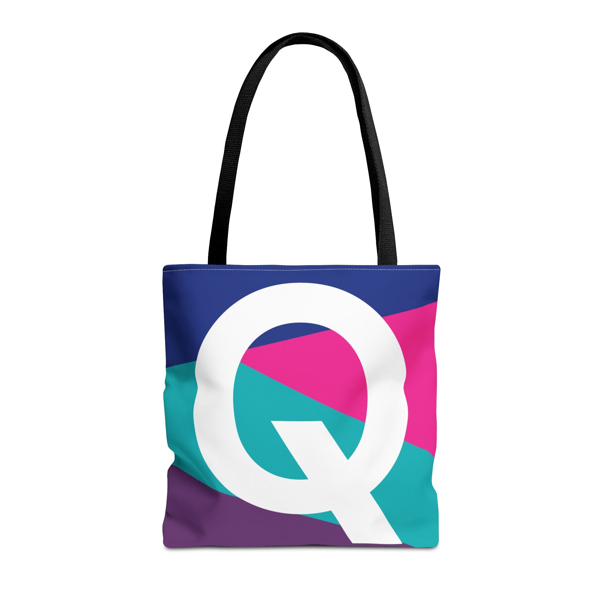 Monogram 'Q' Colorblock Tote Bag — Personalized Initial Q Shoulder Tote