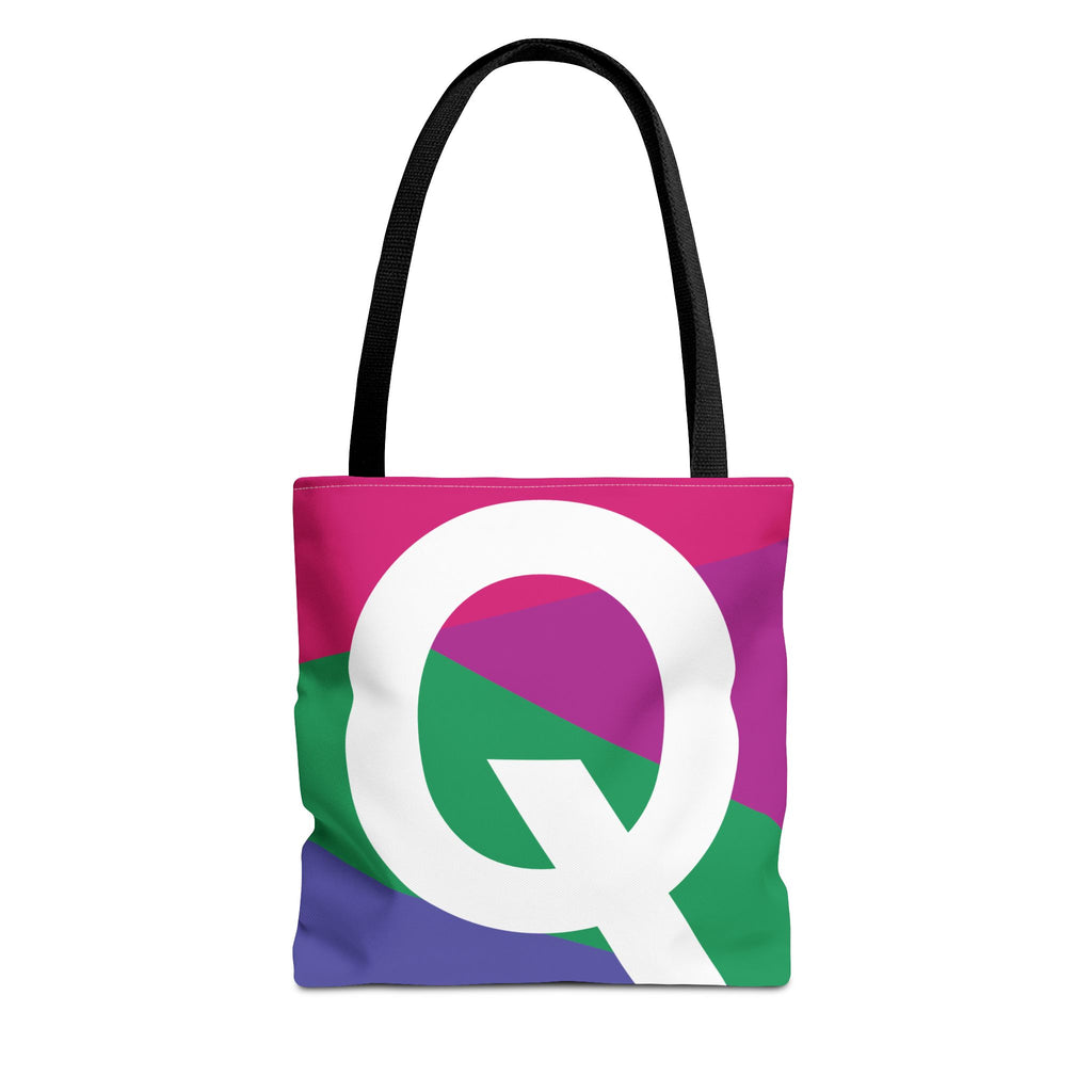 Monogram 'Q' Colorblock Tote Bag — Personalized Initial Q Shoulder Tote