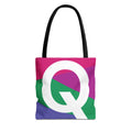 Monogram 'Q' Colorblock Tote Bag — Personalized Initial Q Shoulder Tote