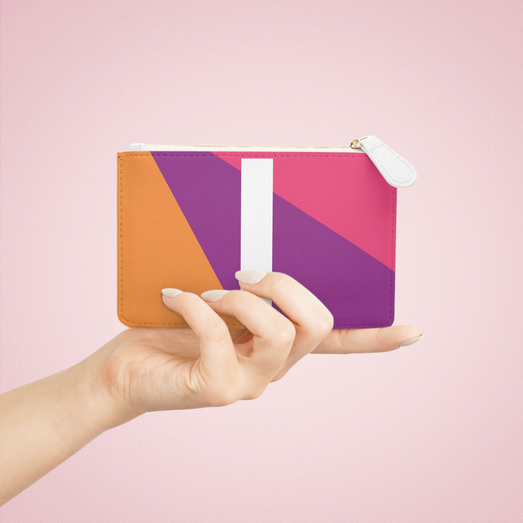 Initial I Mini Clutch — Colorblock Monogram Wristlet Wallet