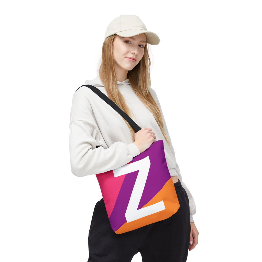 Monogram 'Z' Colorblock Tote Bag — Personalized Initial Z Shoulder Tote
