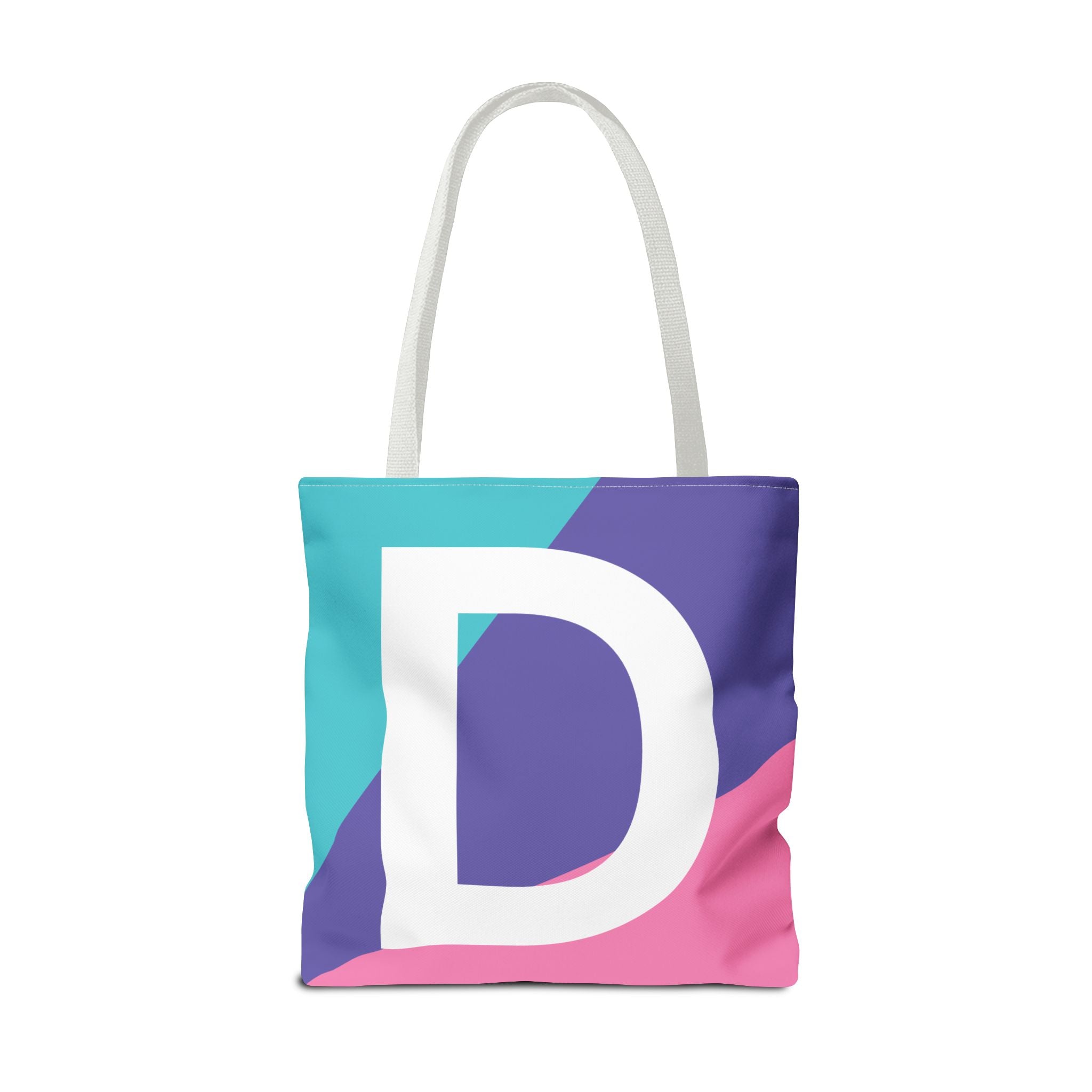 Monogram 'D' Colorblock Tote Bag — Personalized Initial D Shoulder Tote