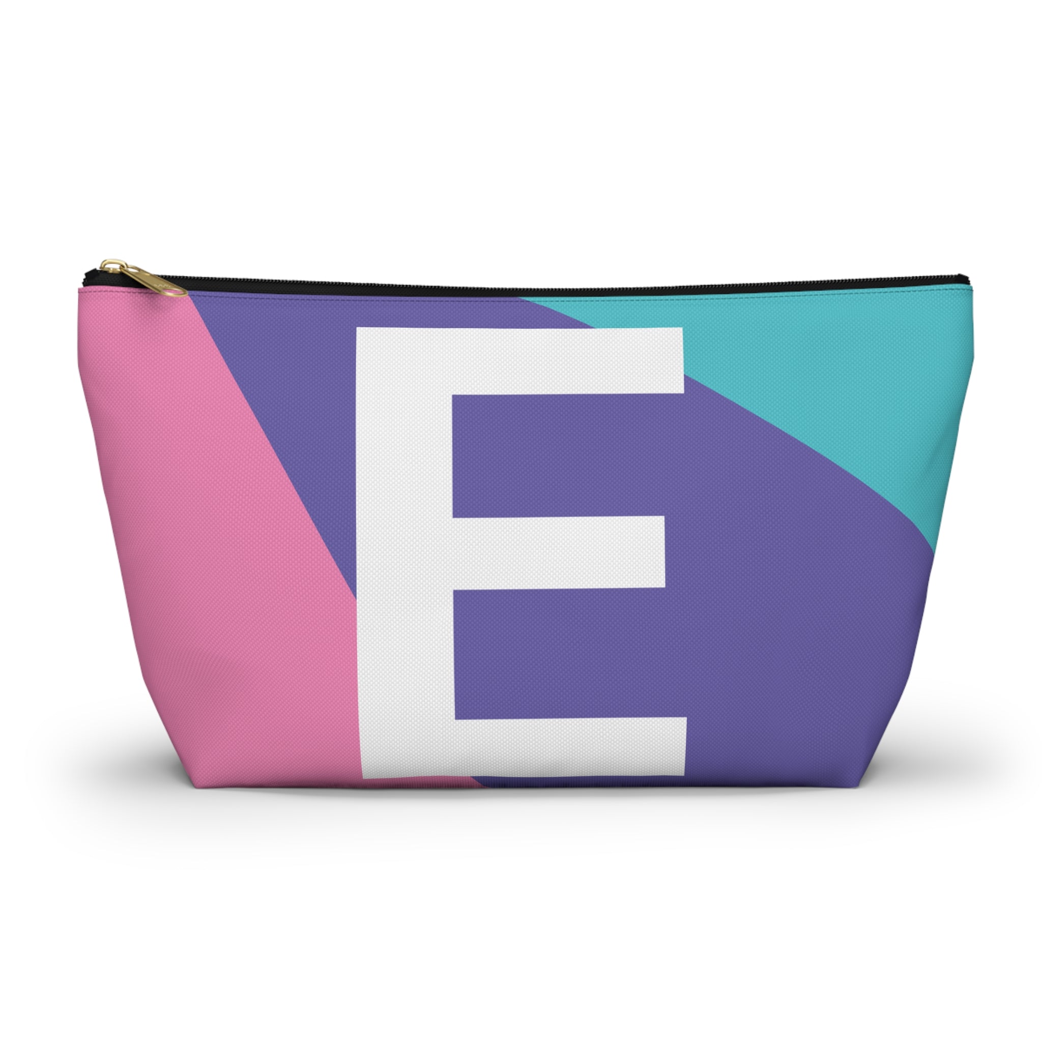 Initials Colorblock Accessory Pouch — Monogram E T-Bottom Cosmetic Bag