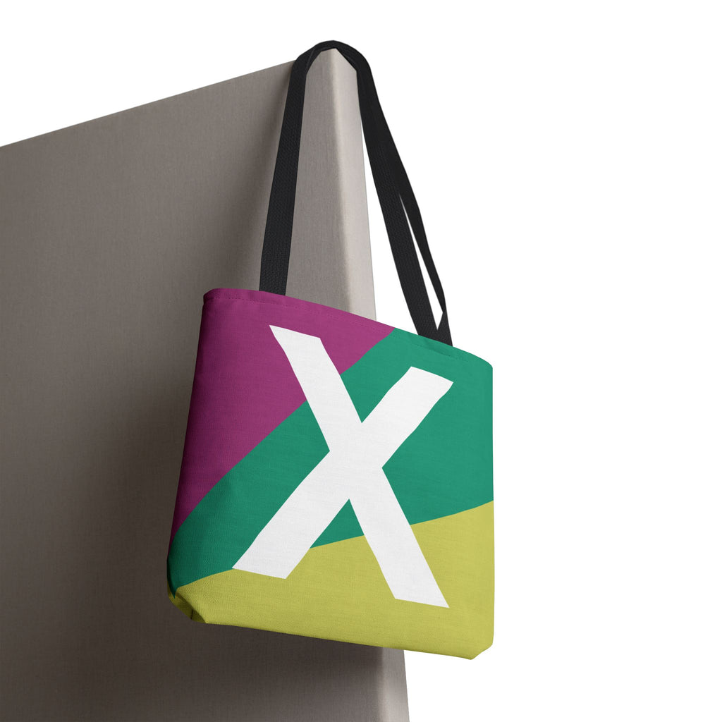 Monogram 'X' Colorblock Tote Bag — Personalized Initial X Shoulder Tote