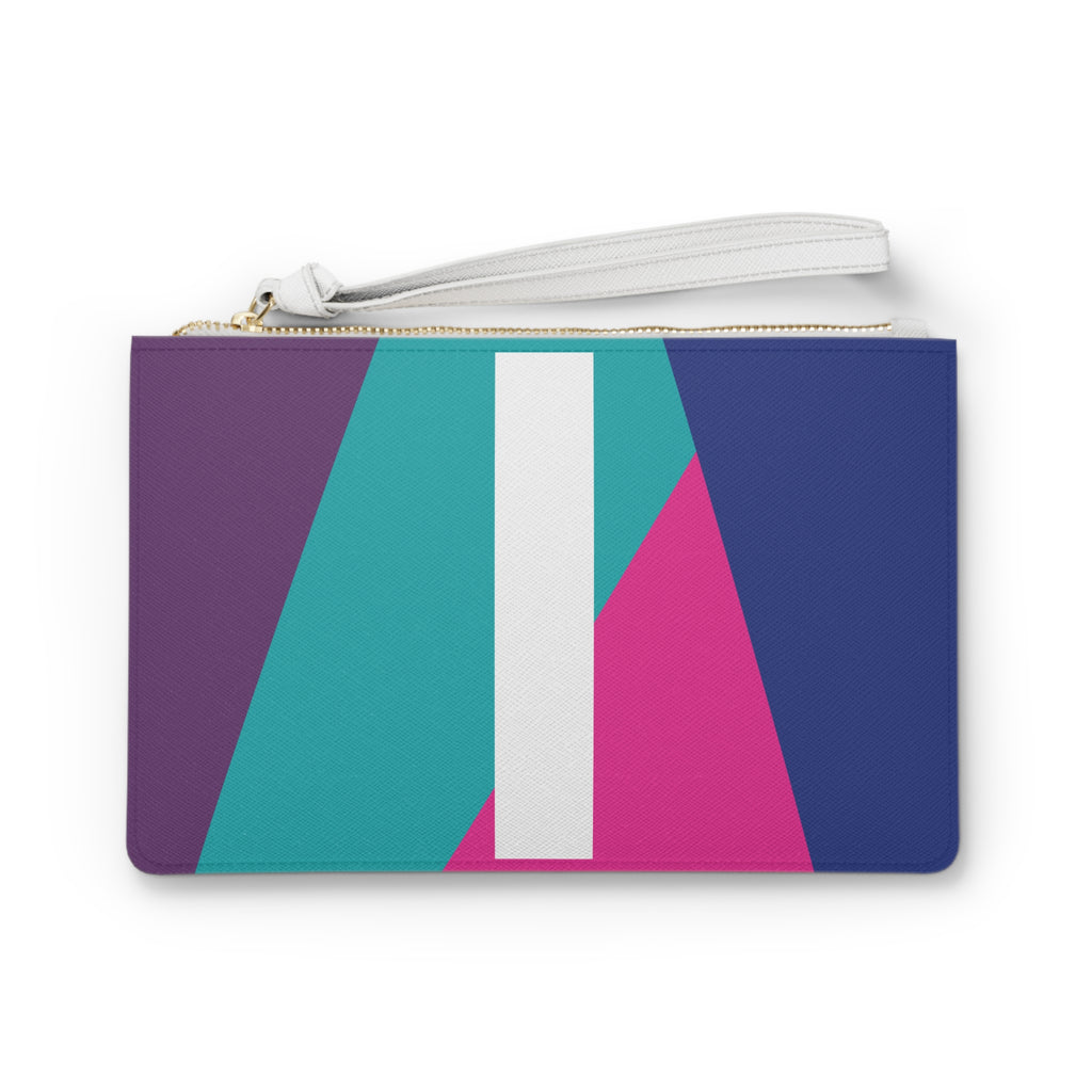 Monogram 'I' Colorblock Clutch Bag — Bold Geometric Wristlet for Everyday & Gifts