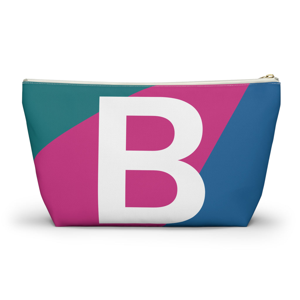 Initials Colorblock Accessory Pouch — Monogram B T-Bottom Cosmetic Bag
