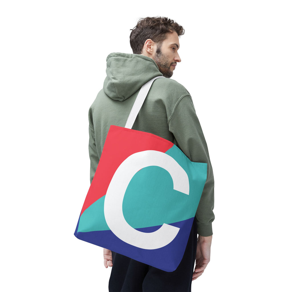 Monogram 'C' Colorblock Tote Bag — Personalized Initial C Shoulder Tote